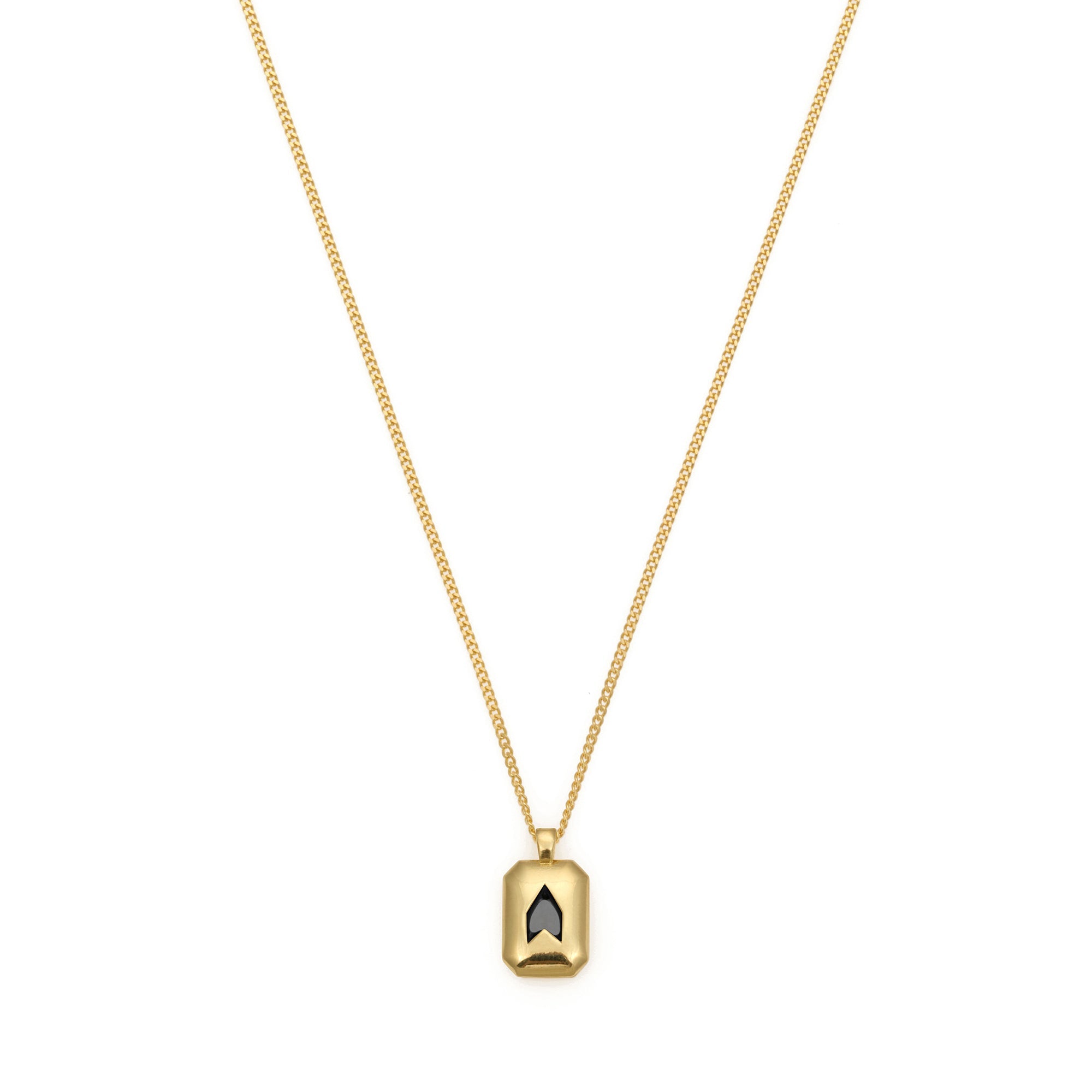 Black Baguette Necklace In Gold