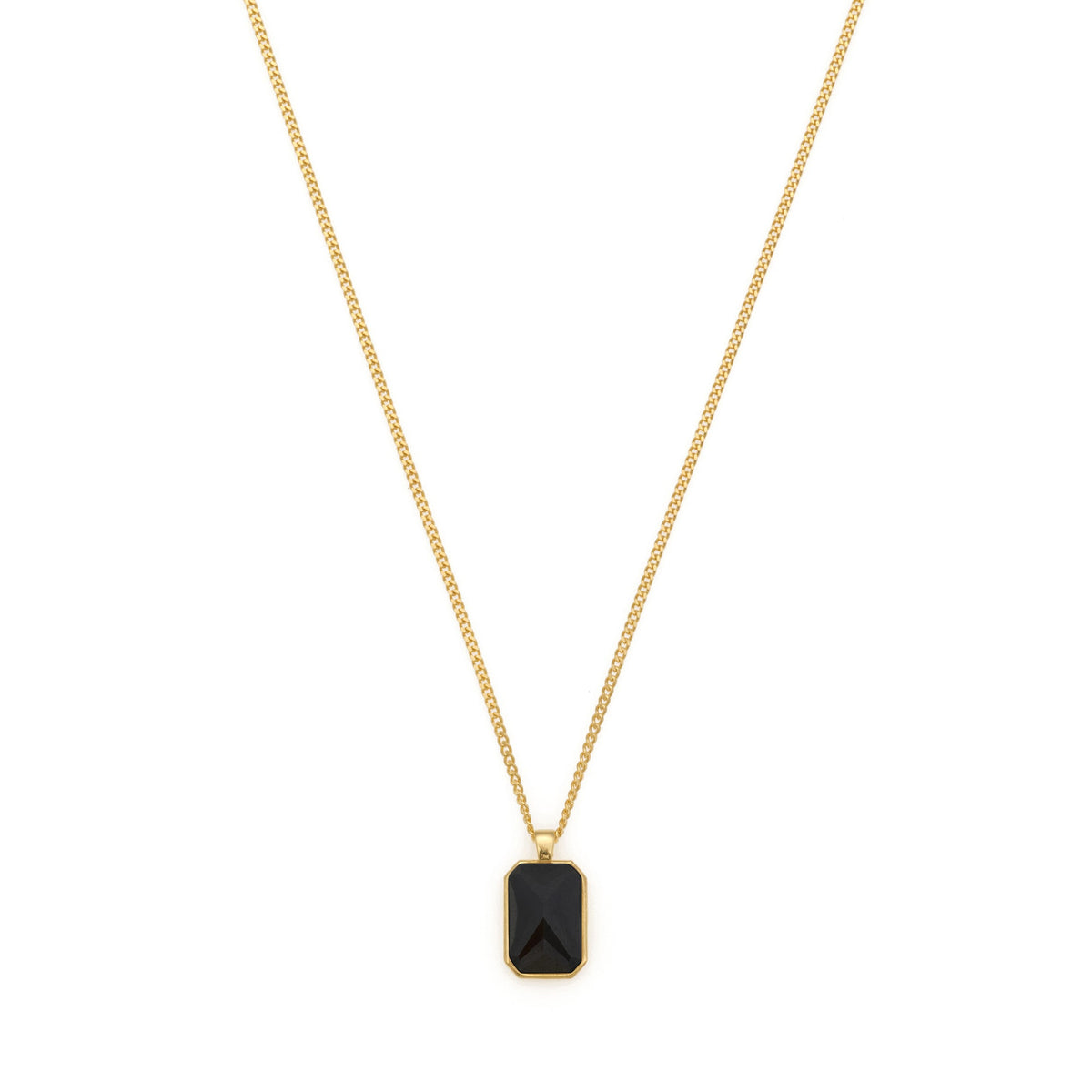 Black Baguette Necklace In Gold