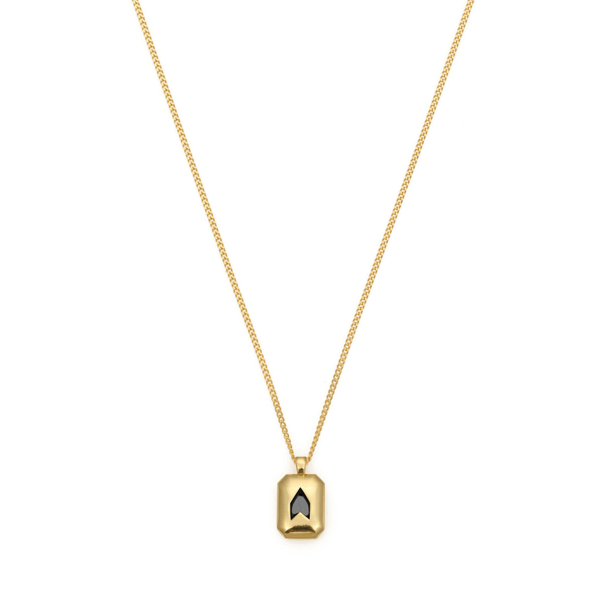 Black Baguette Necklace In Gold