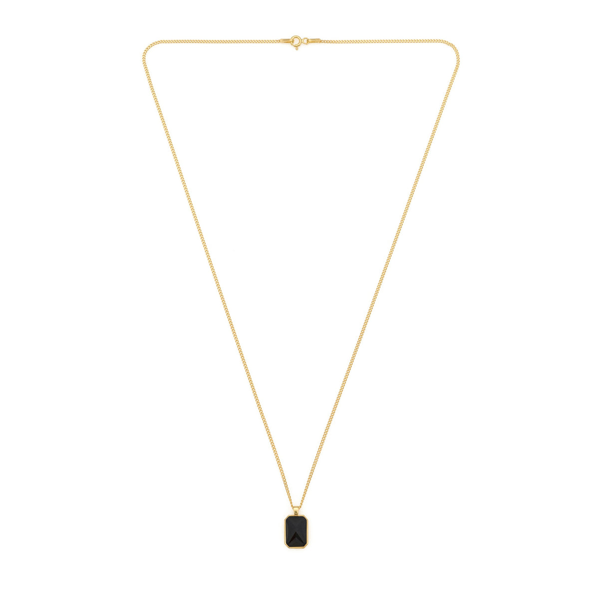 Black Baguette Necklace In Gold