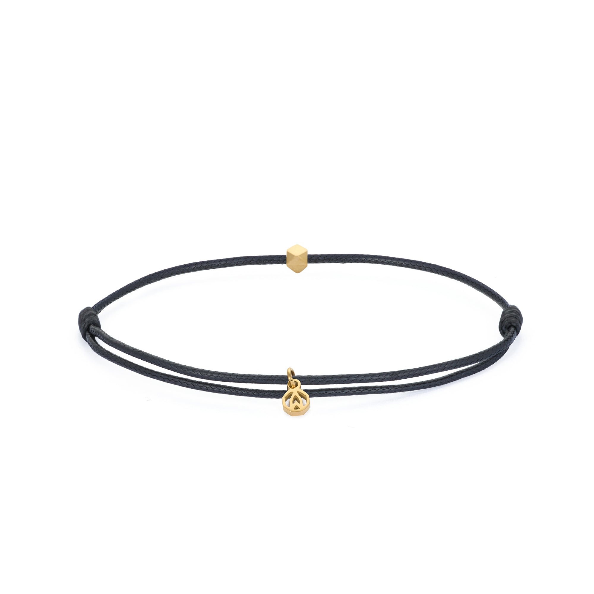 Black Cord Bracelet In Gold