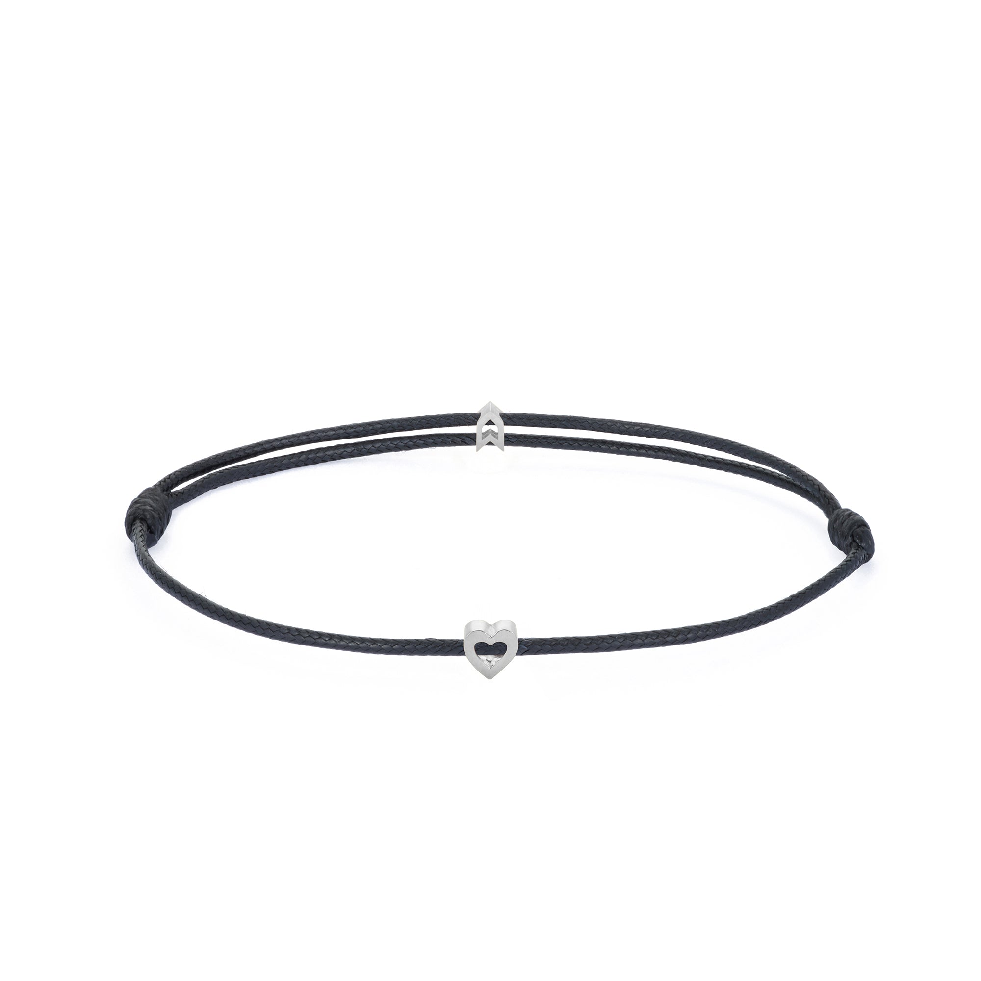 Black Heart Chance Bracelet In Silver