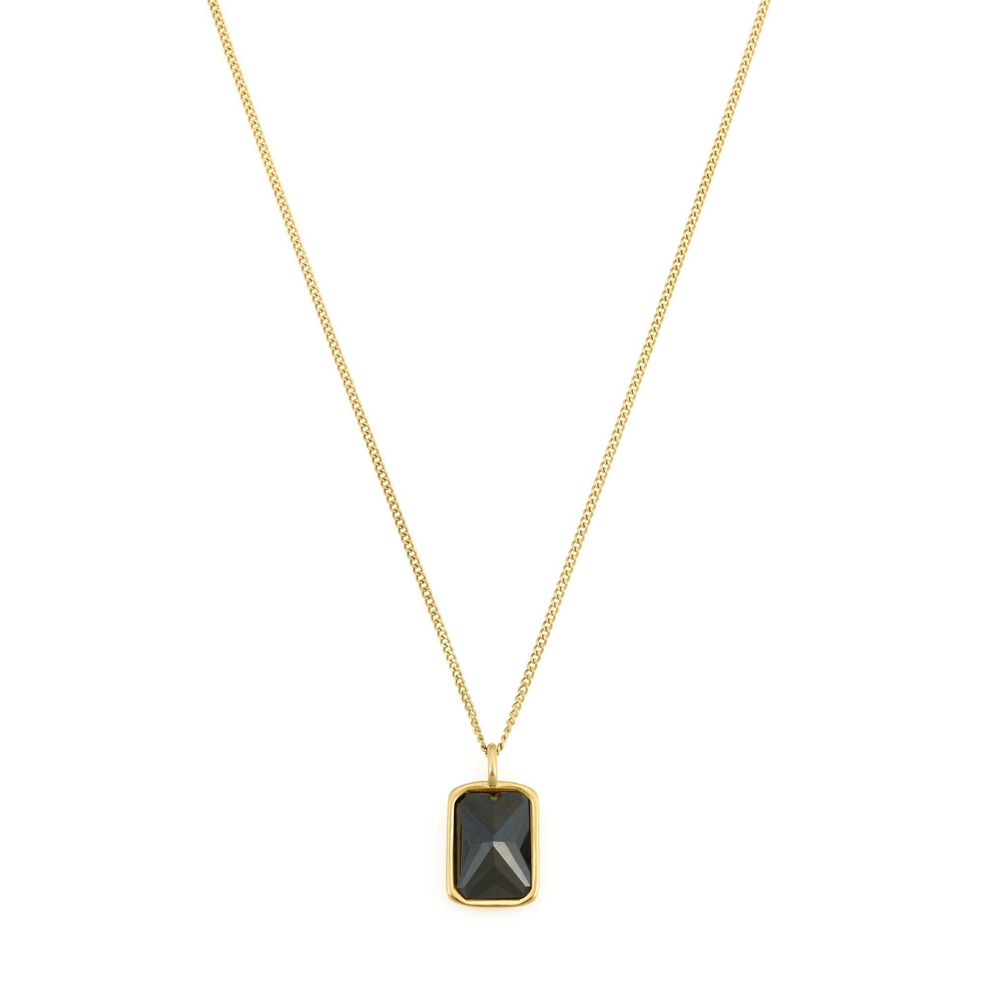 Black Stone Necklace In Gold