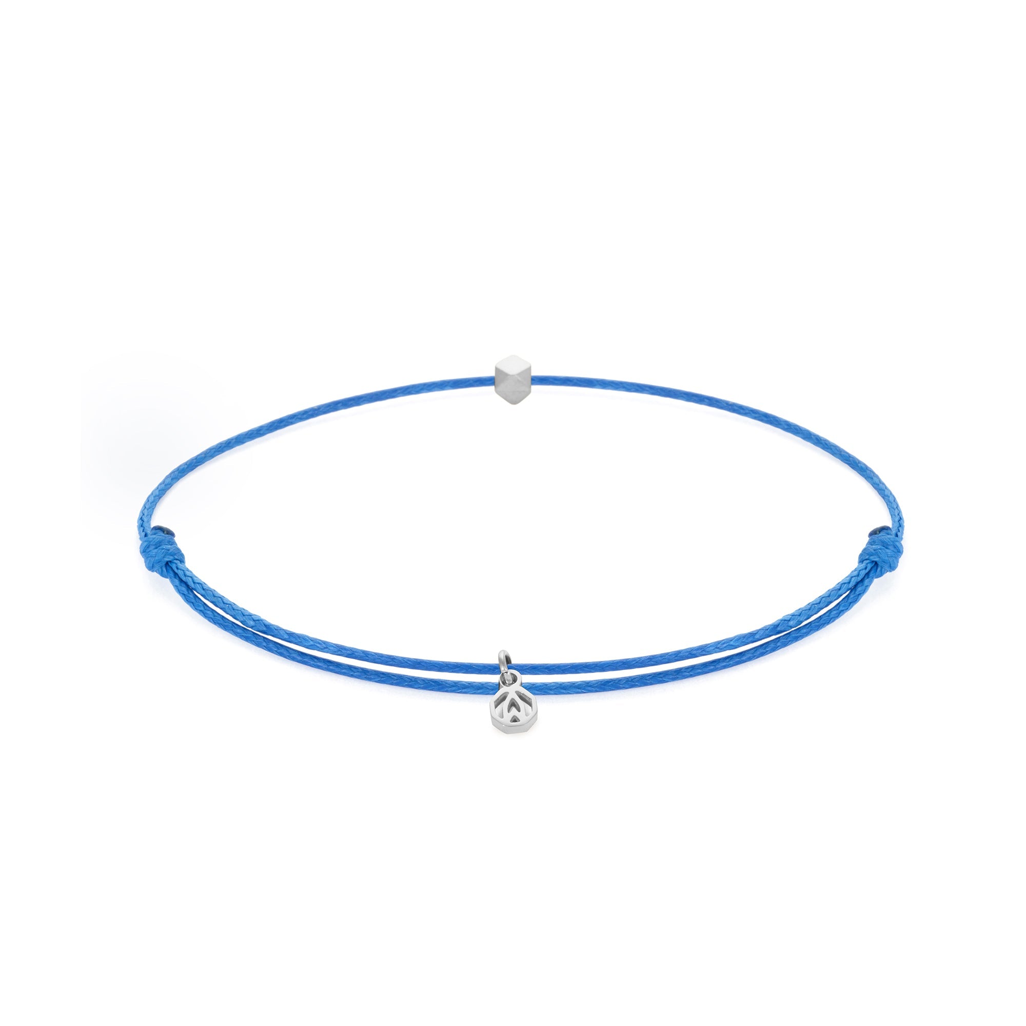 Blue Cord Bracelet In Silver