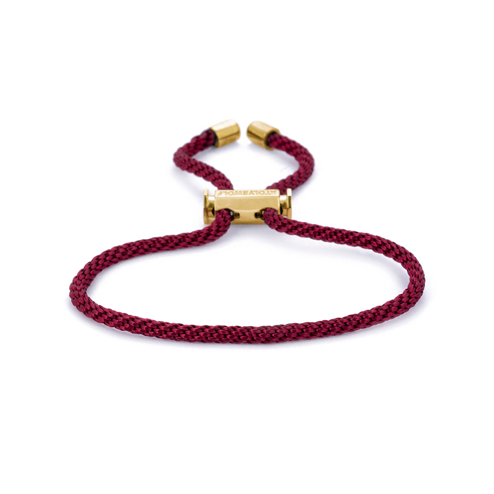 Claret Red Lace Bracelet In Gold