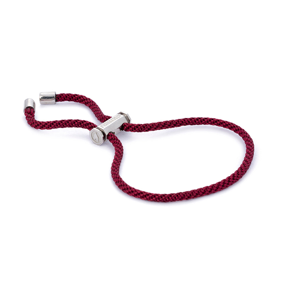 Claret Red Lace Bracelet In Silver