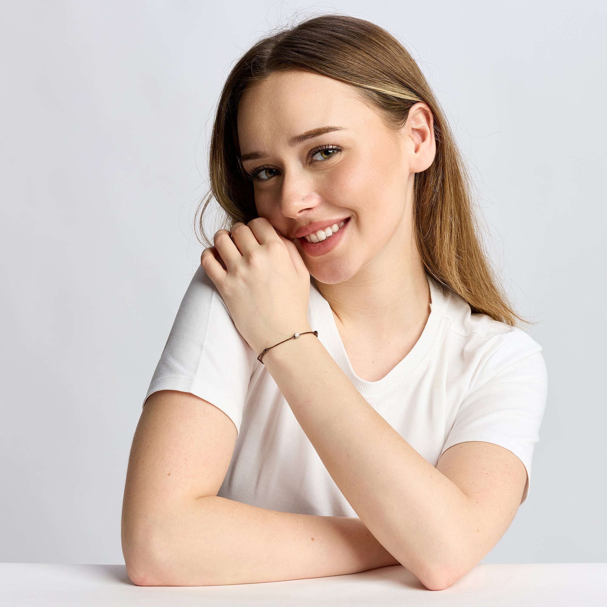 Brown Cord Bracelet In Silver