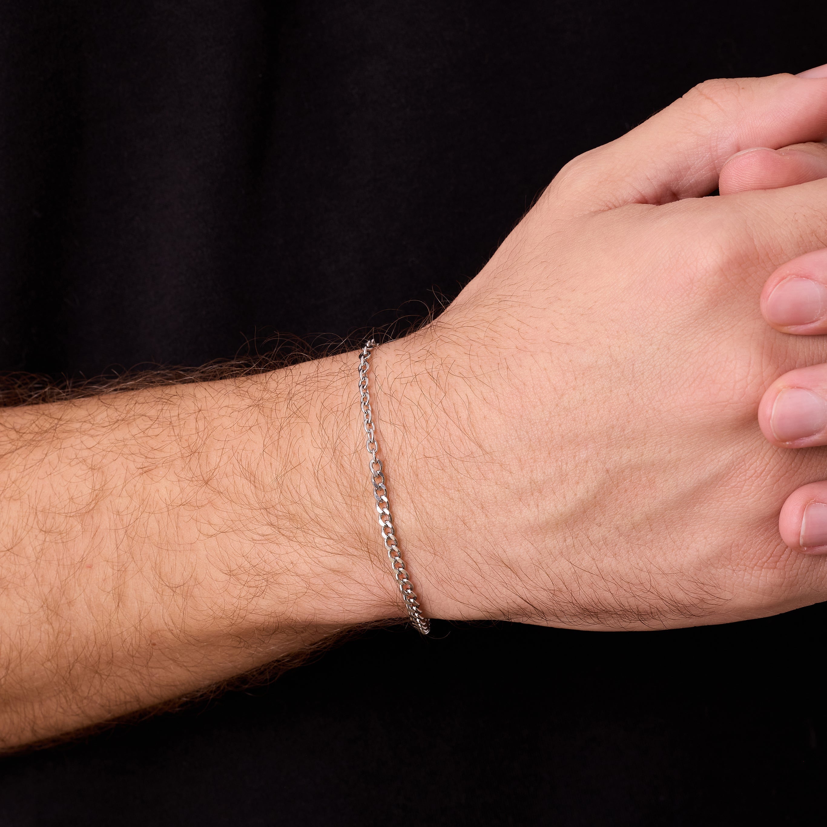 Cable Curb Bracelet In Silver