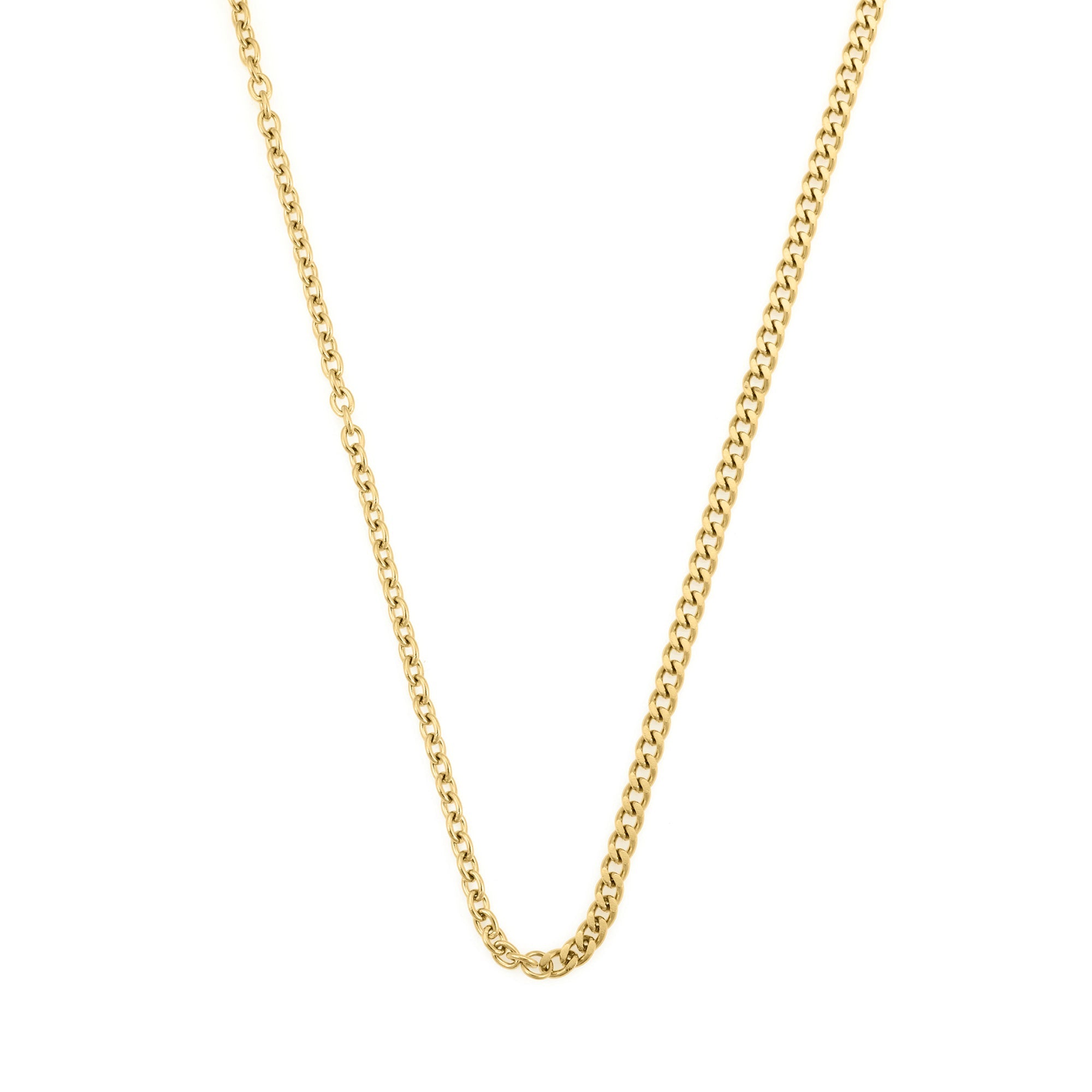 Cable Curb Necklace In Gold
