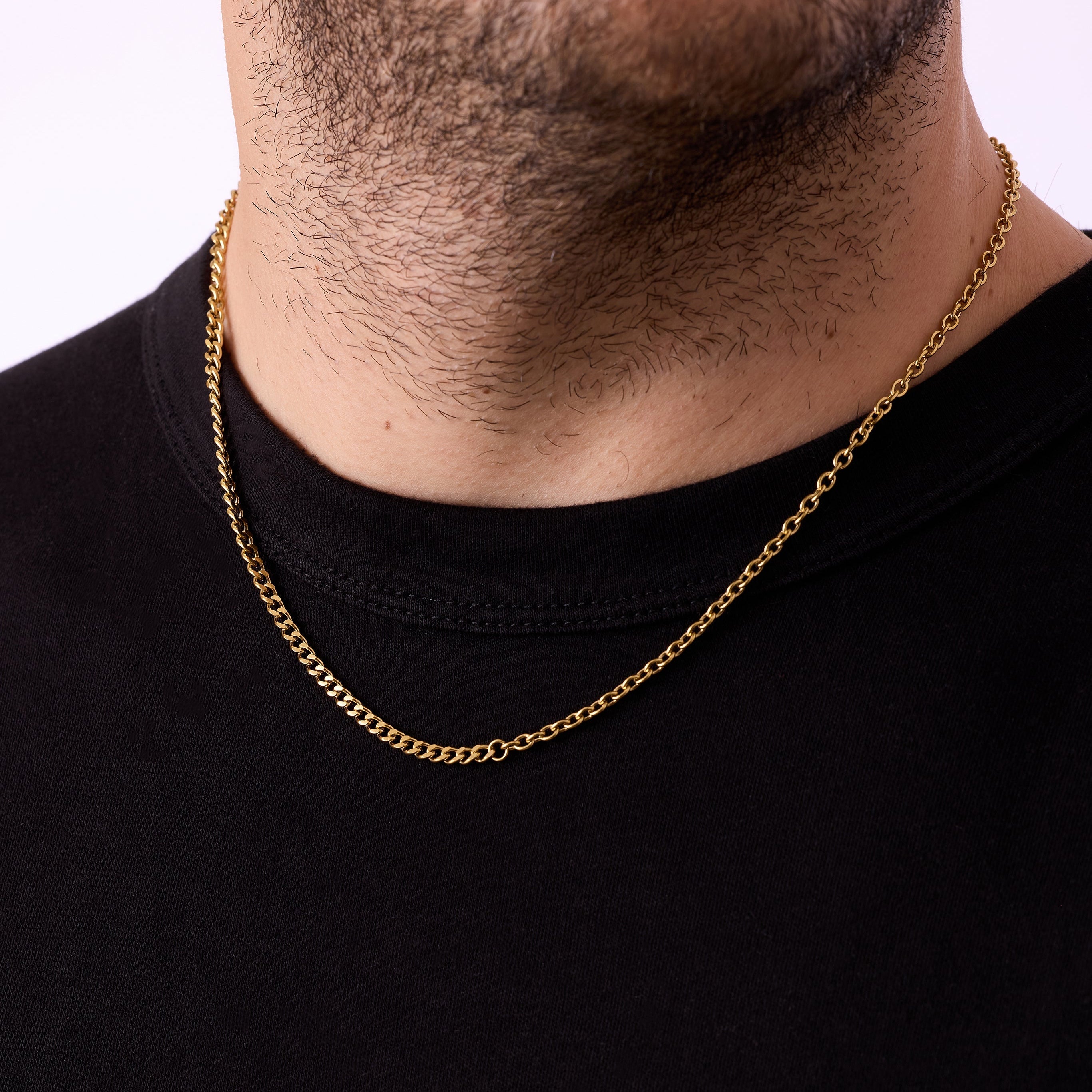 Cable Curb Necklace In Gold
