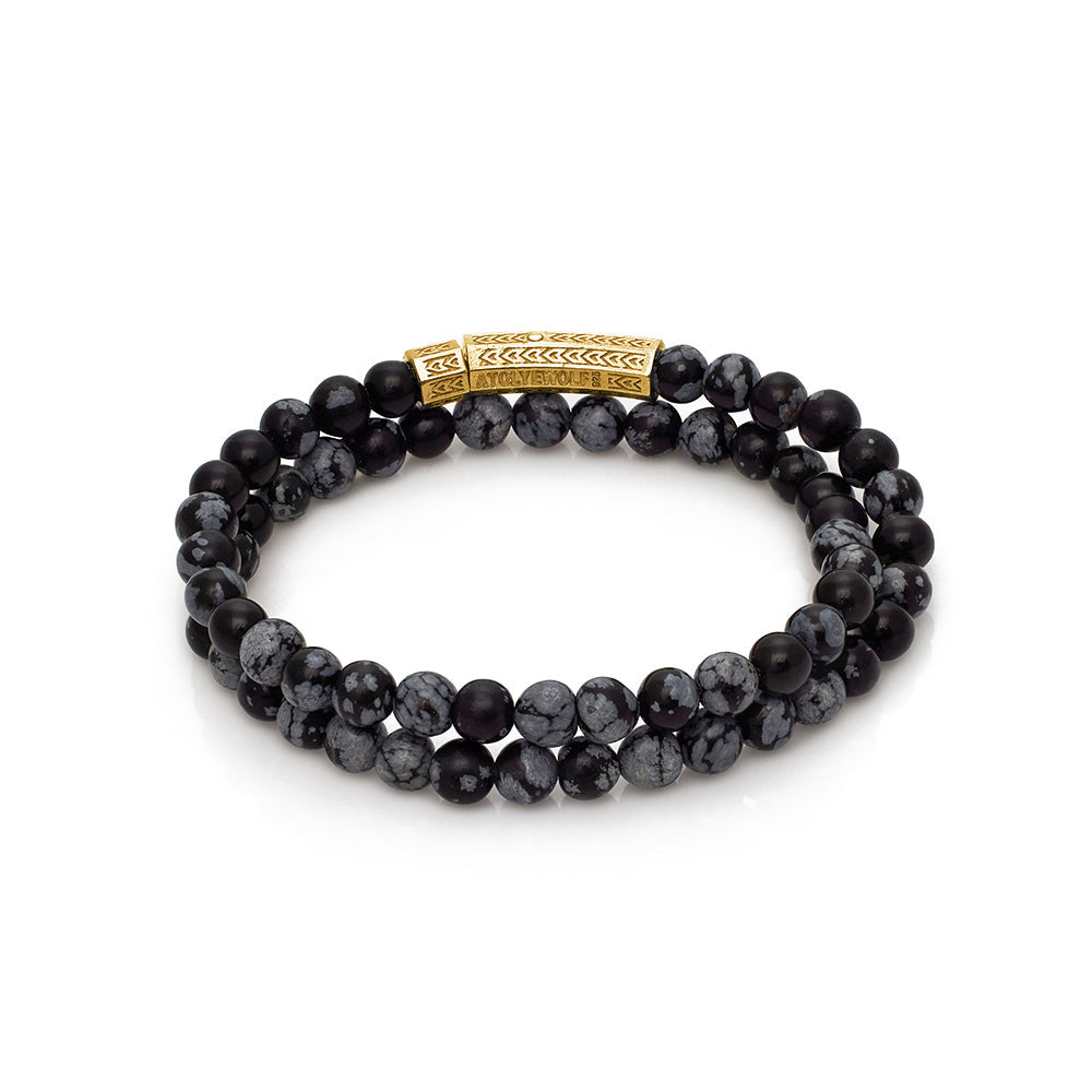 Double Obsidian Bracelet In Gold
