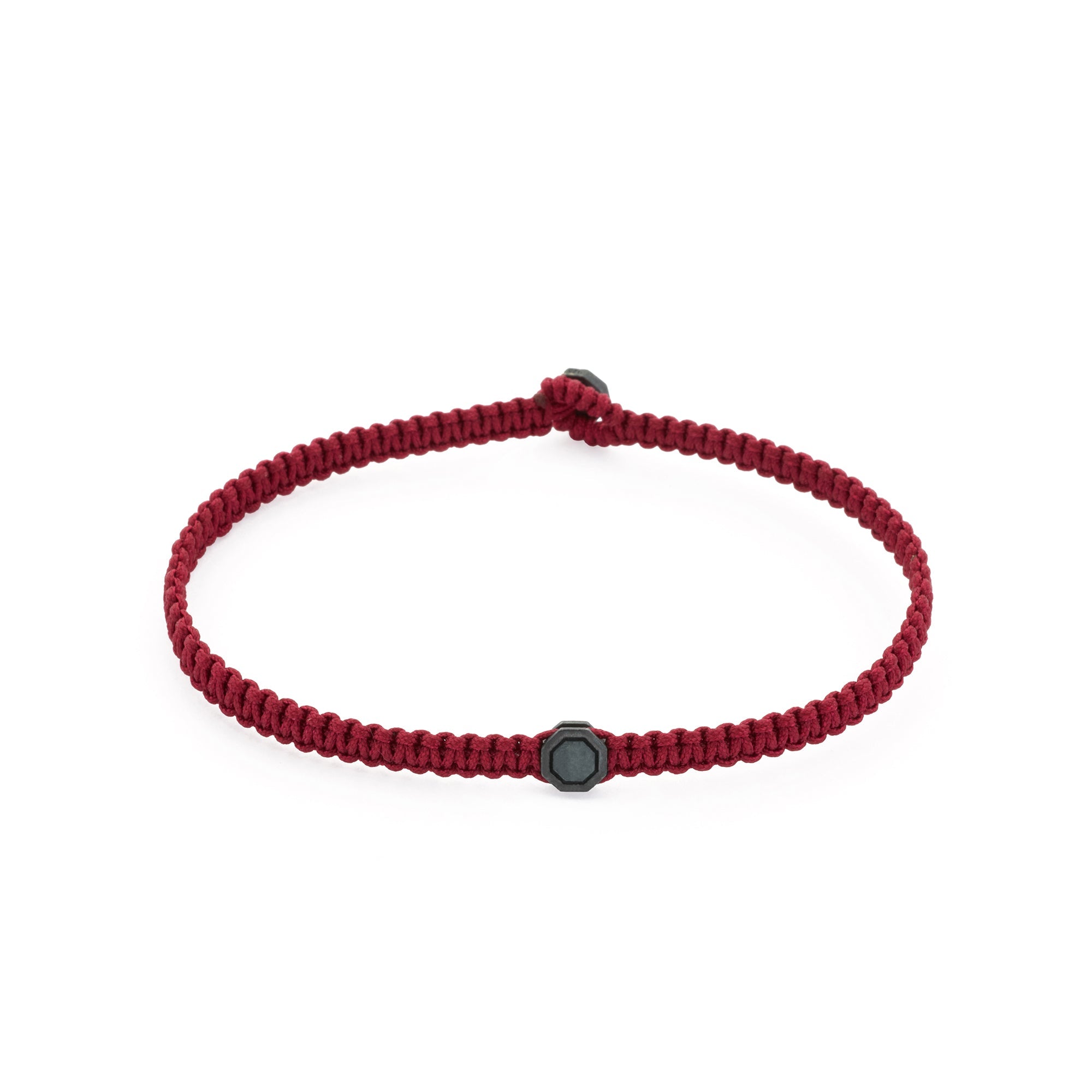 Claret Red Octagon Macrame Bracelet In Oxide