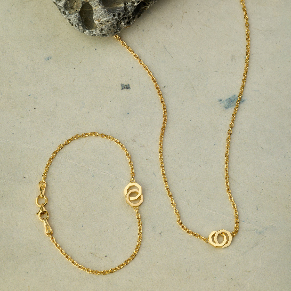 Couple Octagon Bracelet In Gold