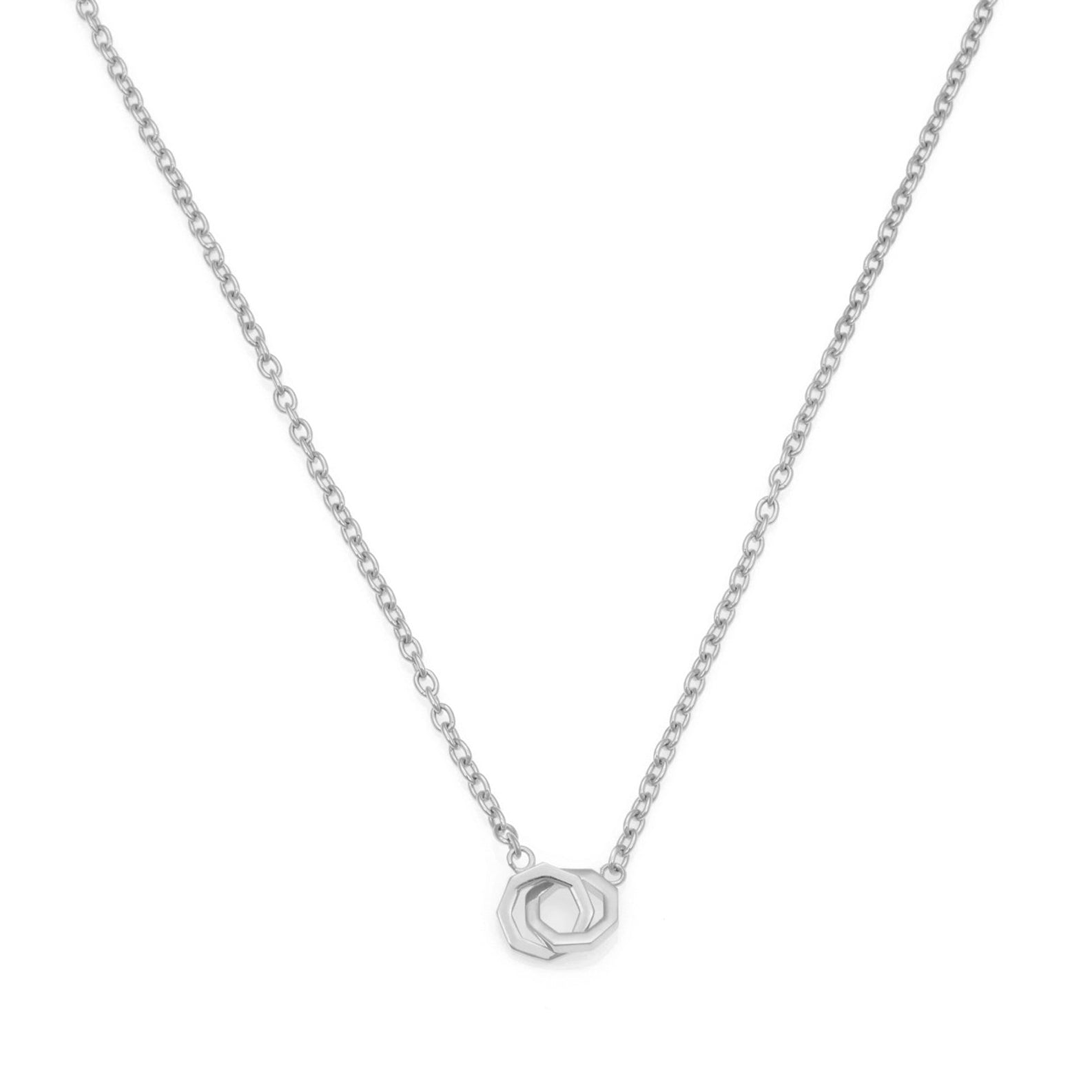 Couple Octagon Necklace In Silver