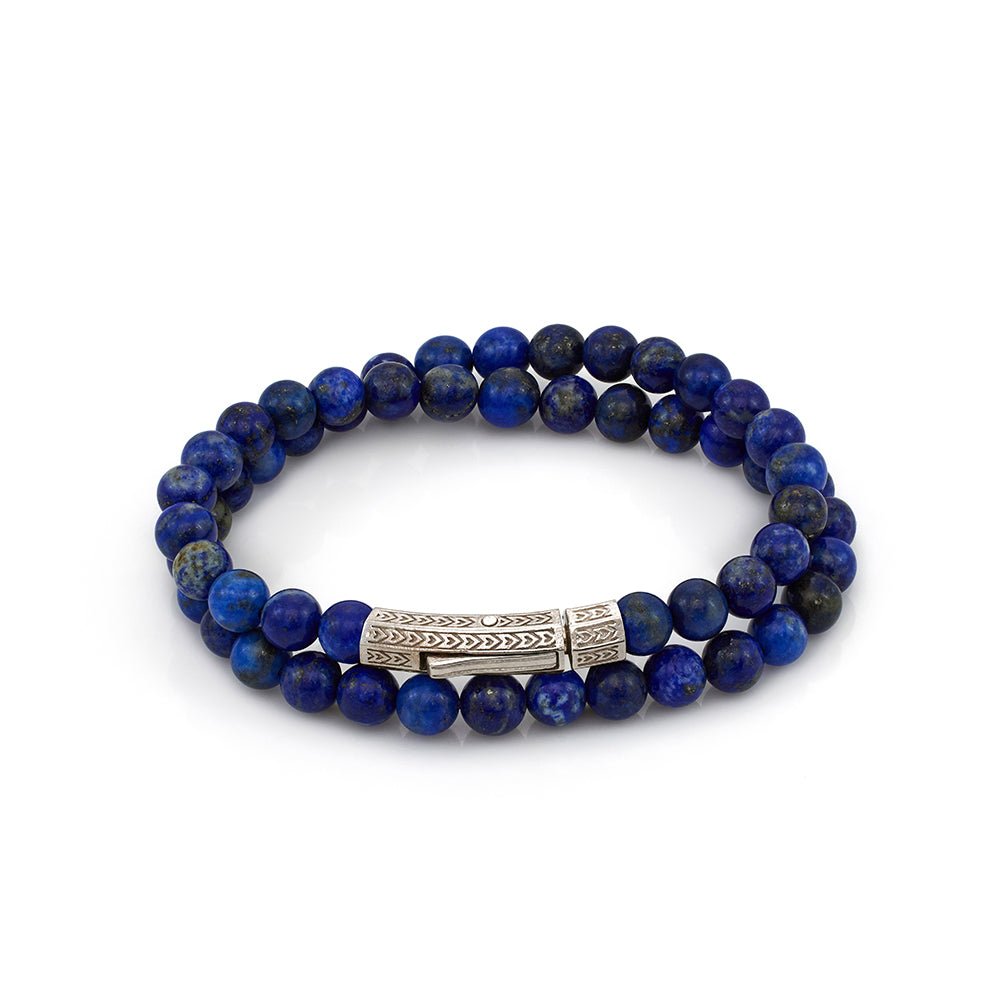 Double Lapis Bracelet In Silver