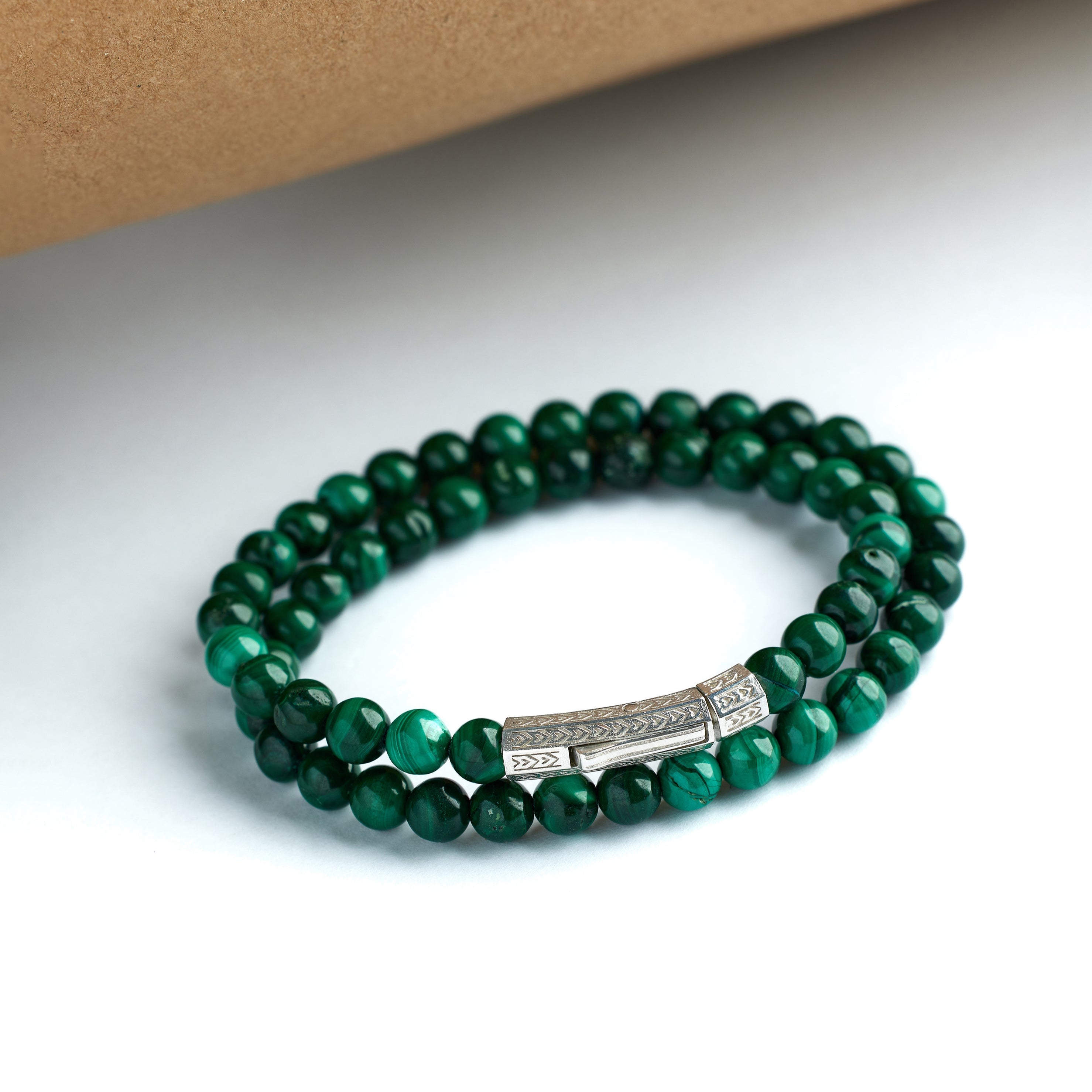 Double Malachite Bracelet In Silver