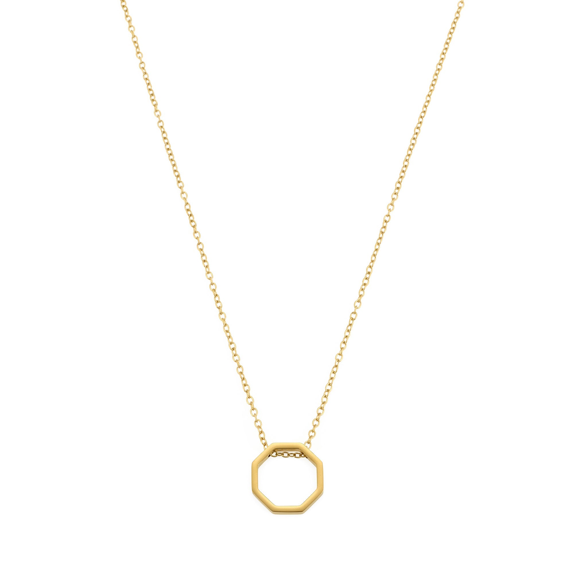 Empty Octagon Necklace In Gold