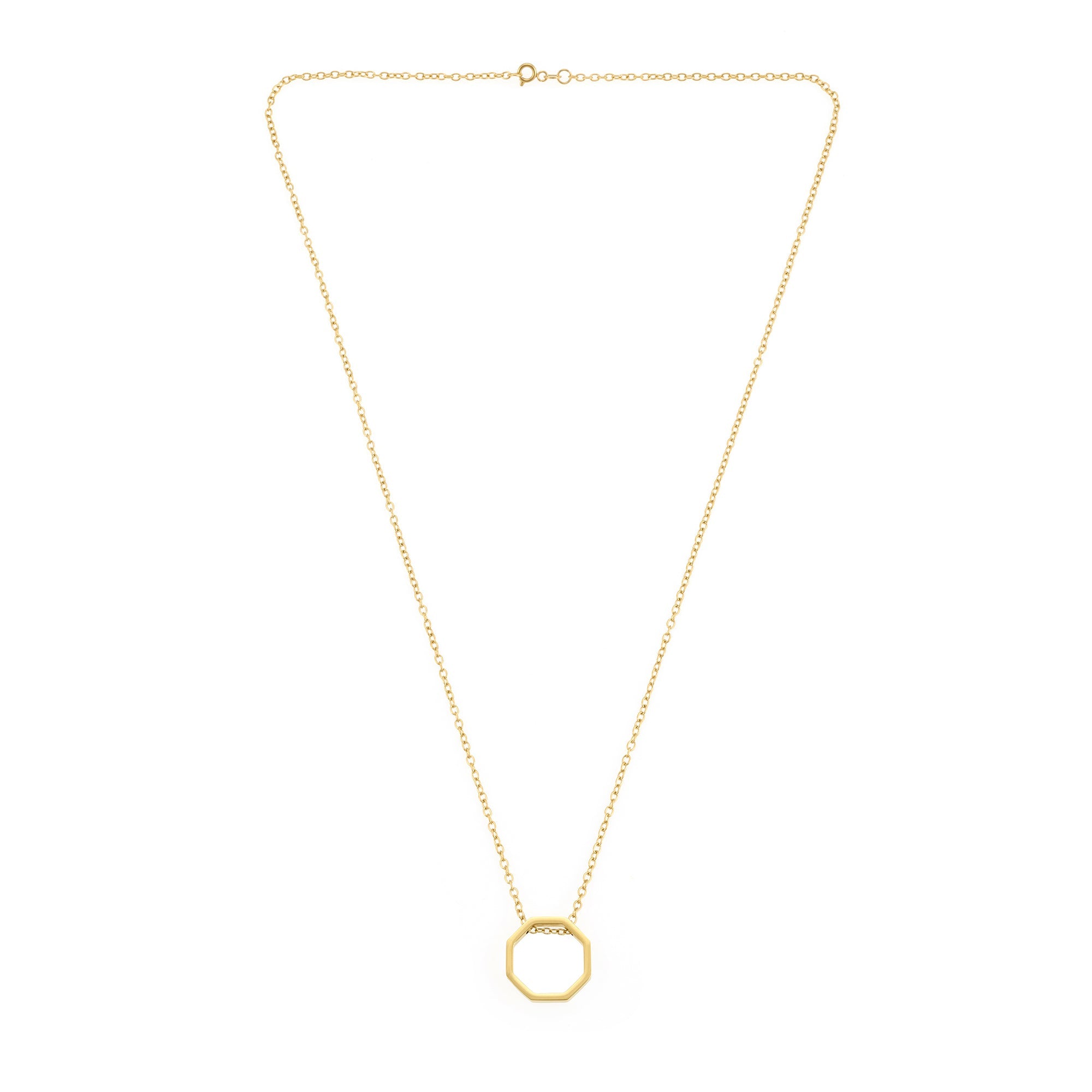 Empty Octagon Necklace In Gold