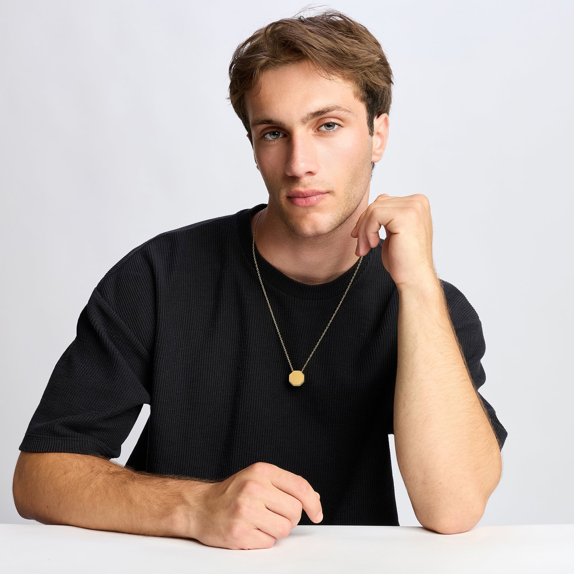 Full Octagon Necklace In Gold