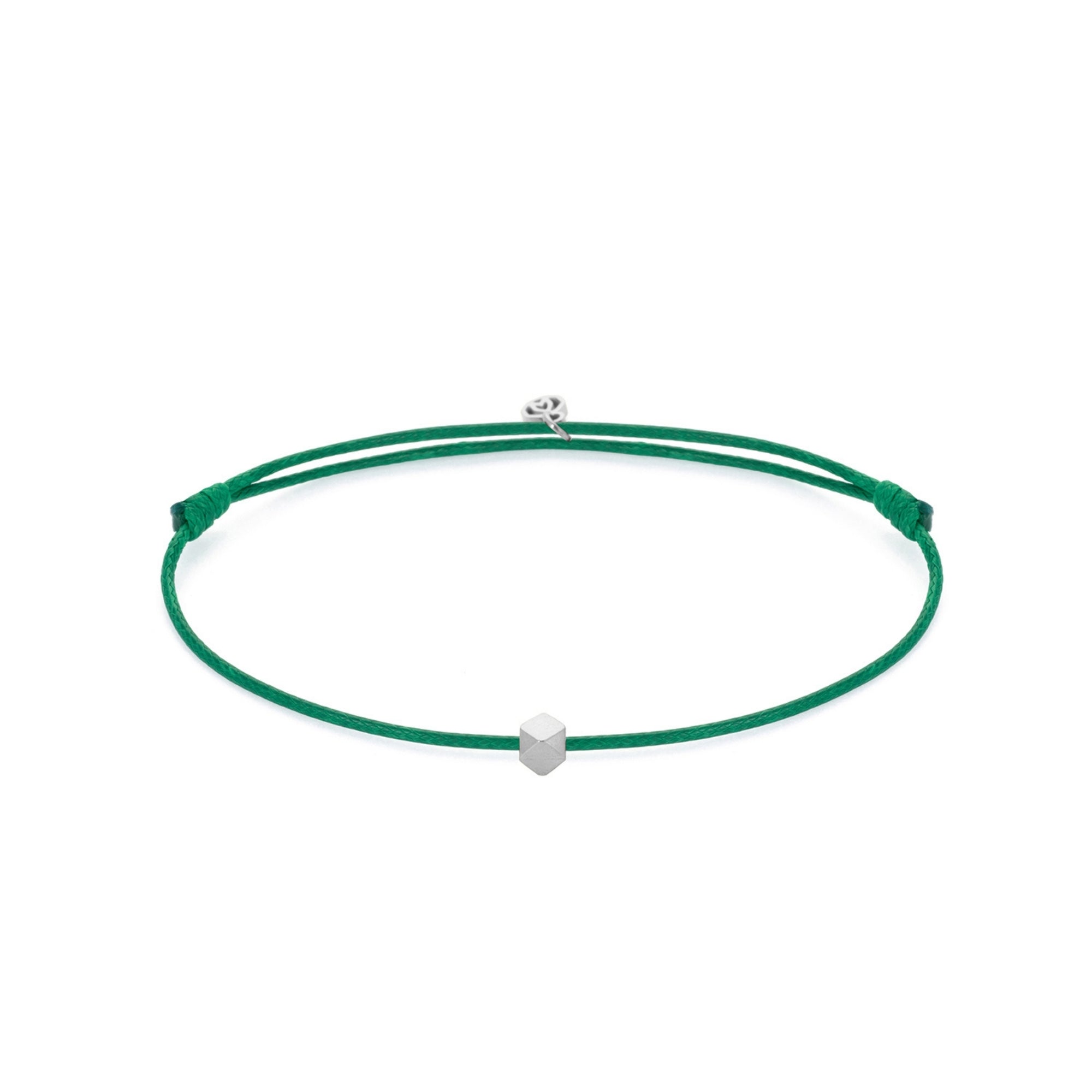 Green Cord Bracelet In Silver
