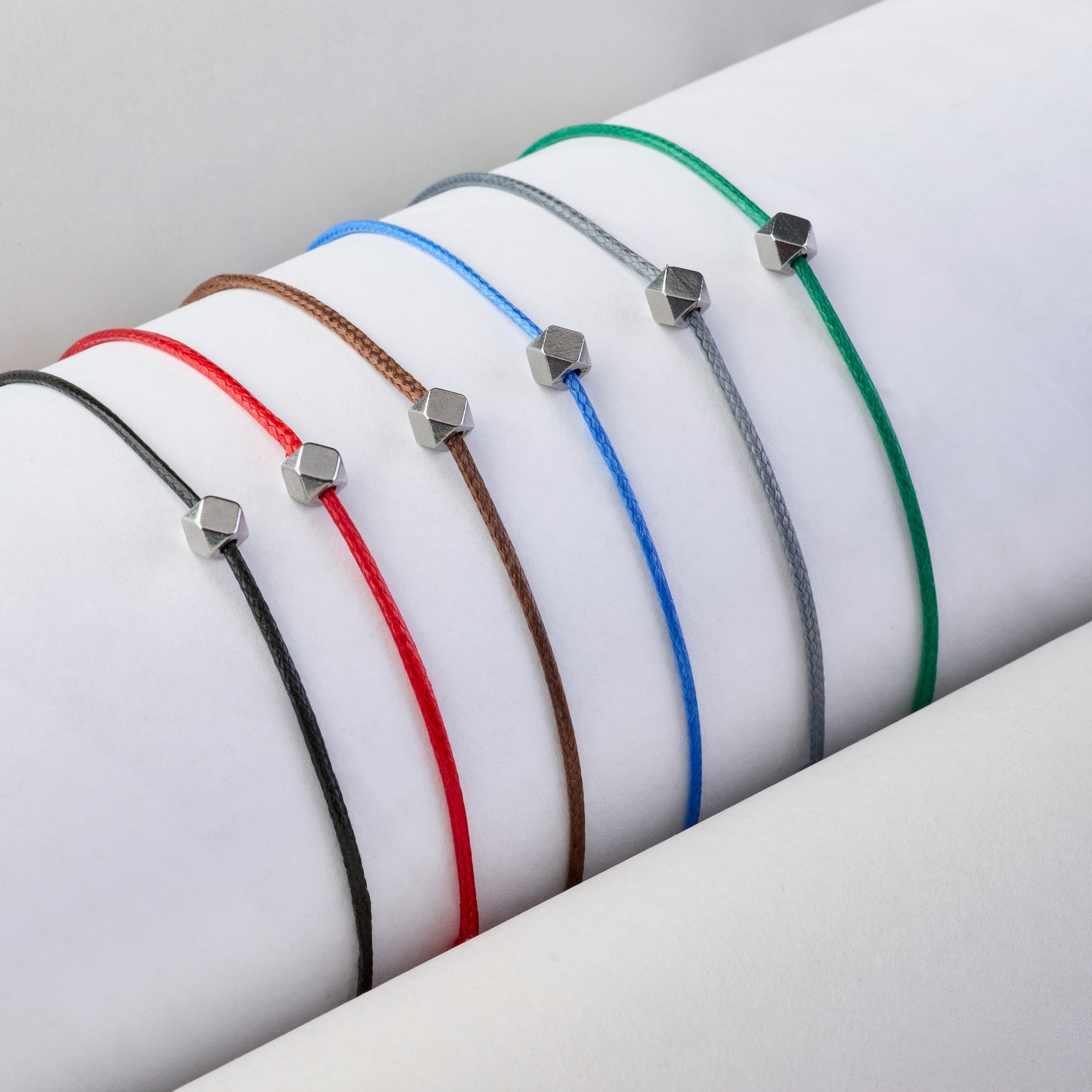 Green Cord Bracelet In Silver