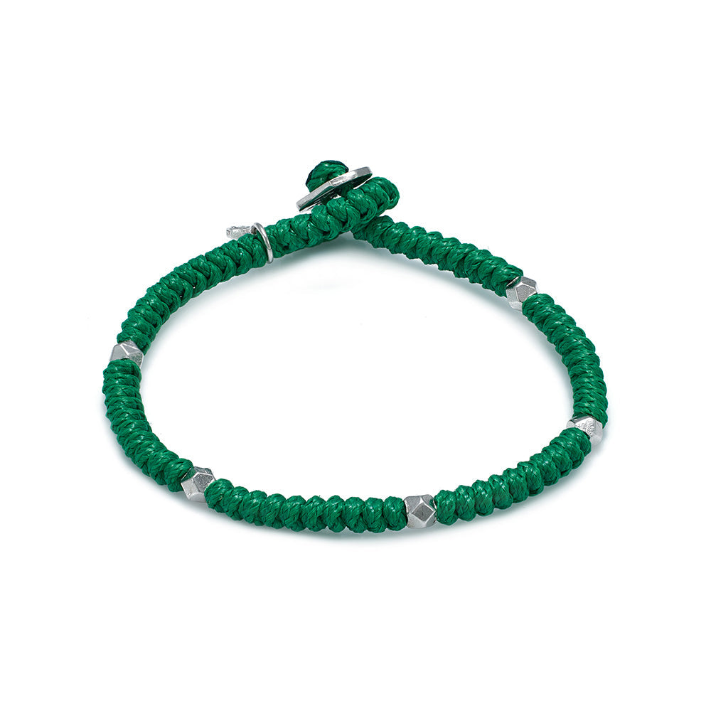 Green Snake Knot Bracelet In Silver