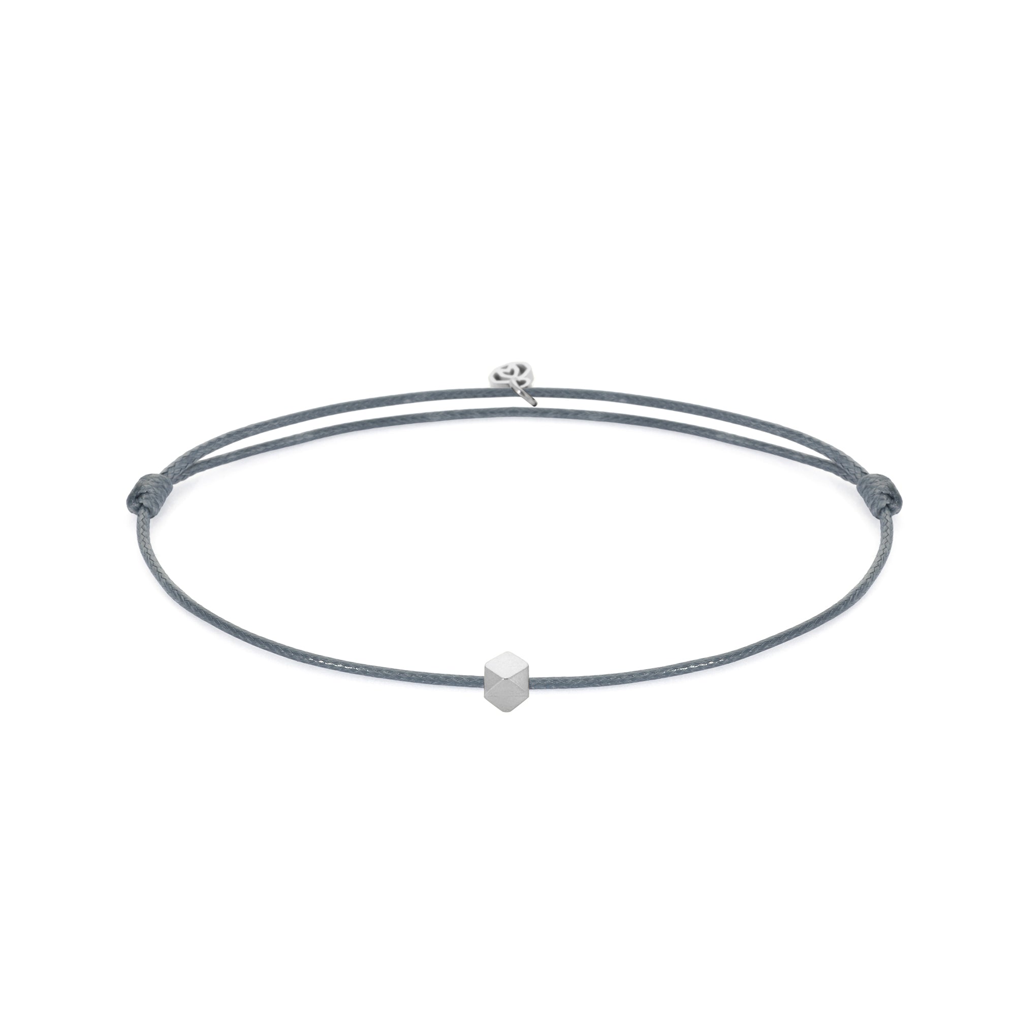 Grey Cord Bracelet In Silver
