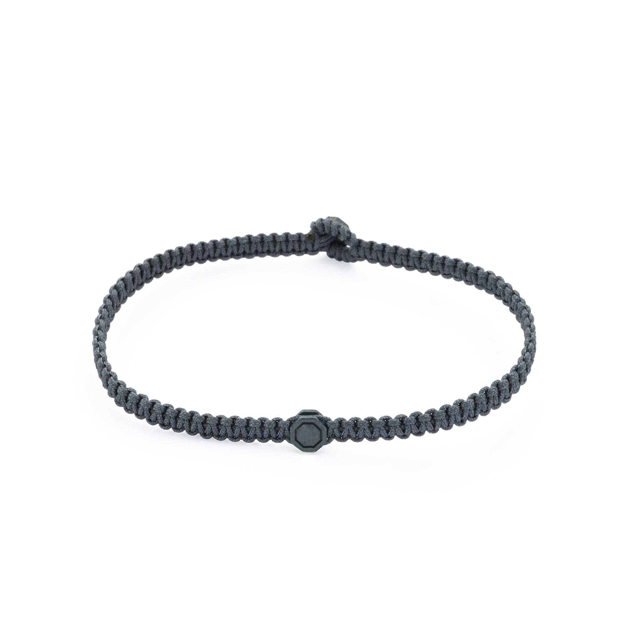 Grey Octagon Macrame Bracelet In Oxide