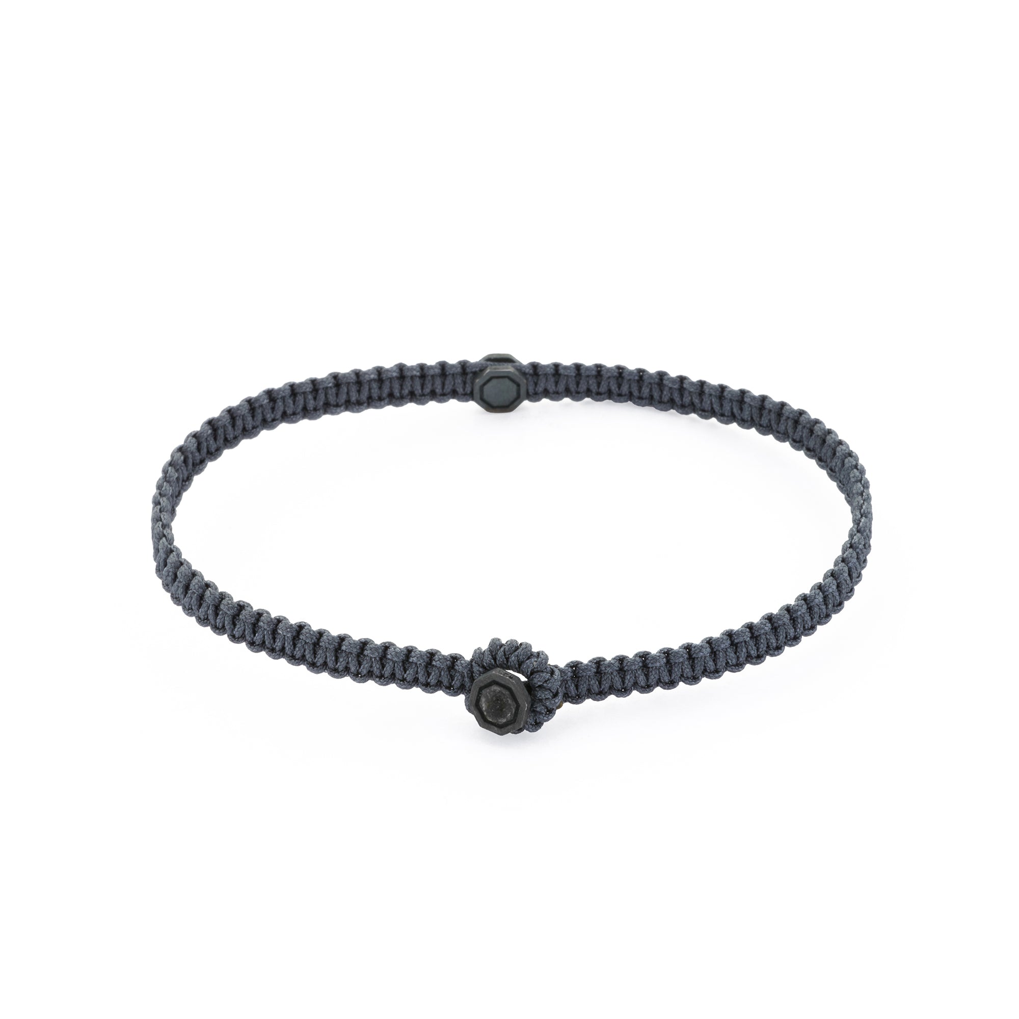 Grey Octagon Macrame Bracelet In Oxide
