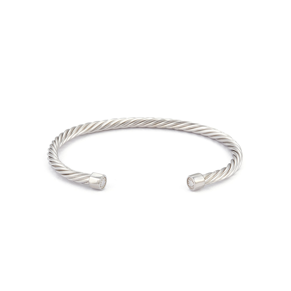 Helical Chain Bangle In Silver
