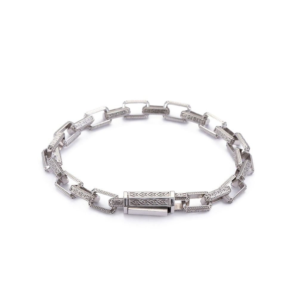 Inlaid Chain Bracelet In Silver