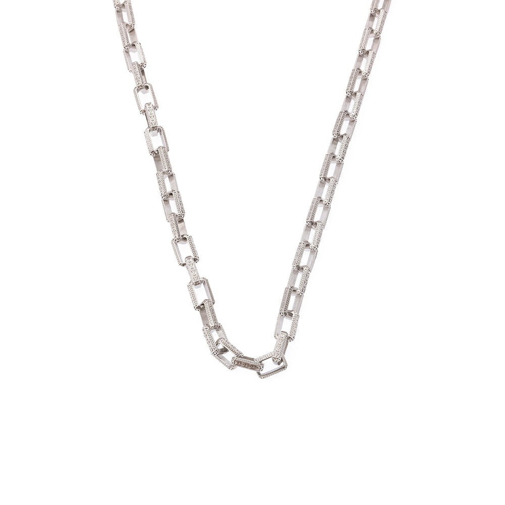 Inlaid Chain Necklace In Silver
