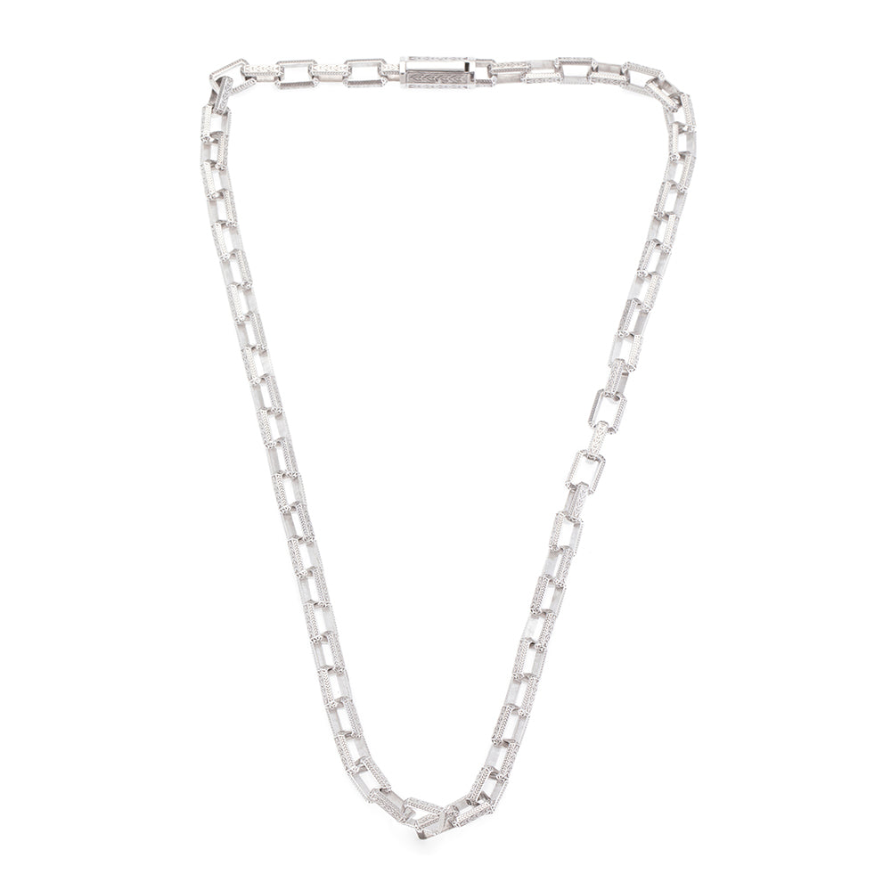 Inlaid Chain Necklace In Silver