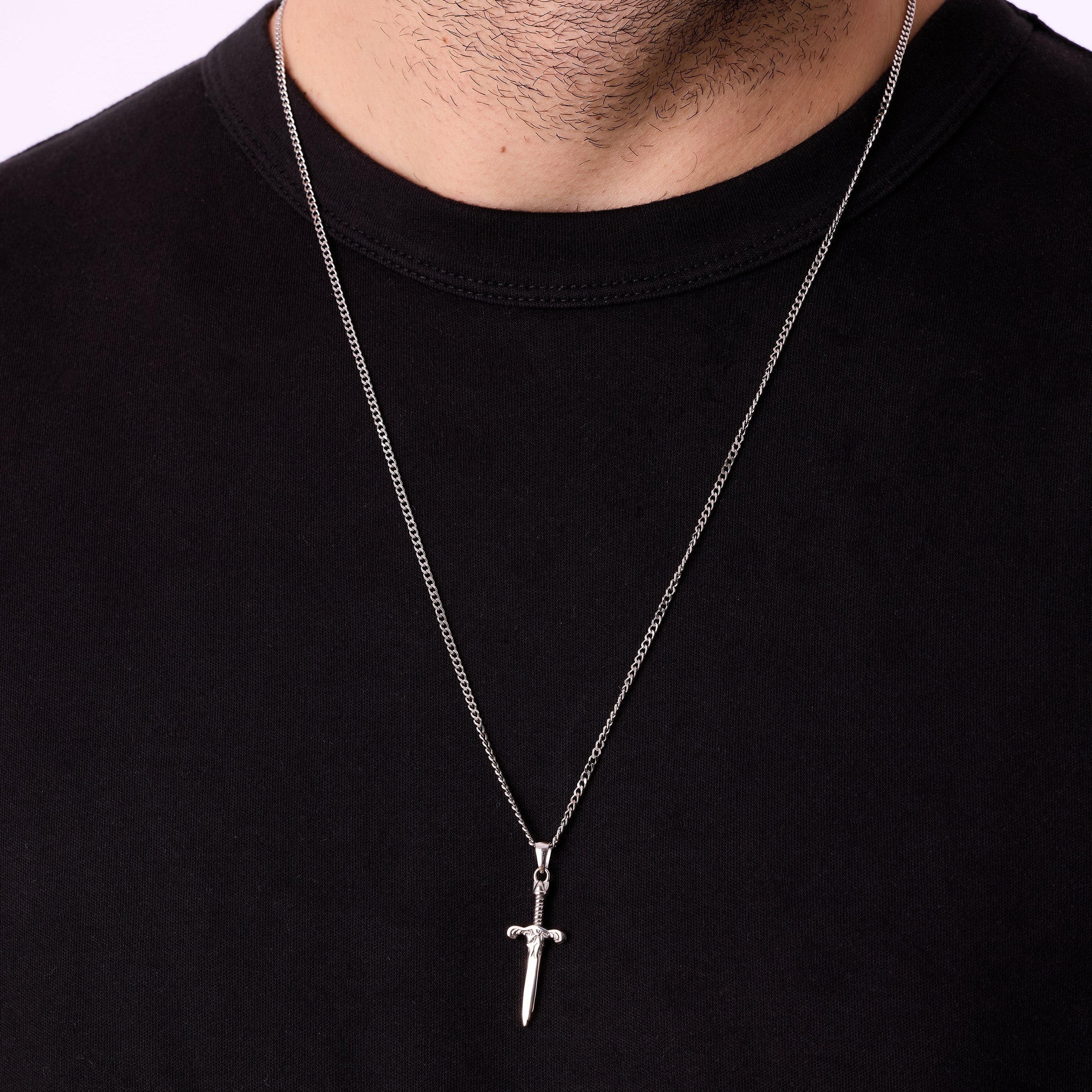 Broken Sword Necklace In Silver