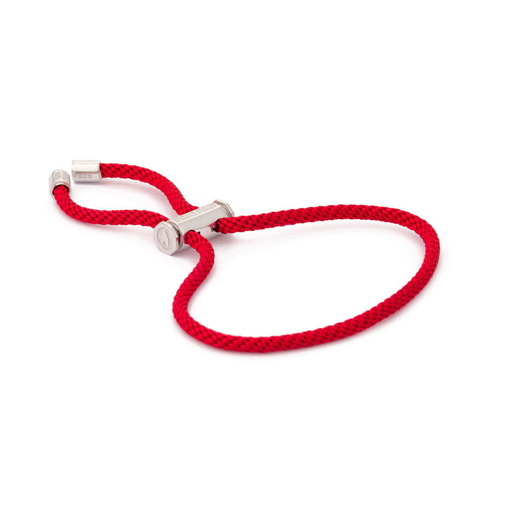 Red Lace Bracelet In Silver