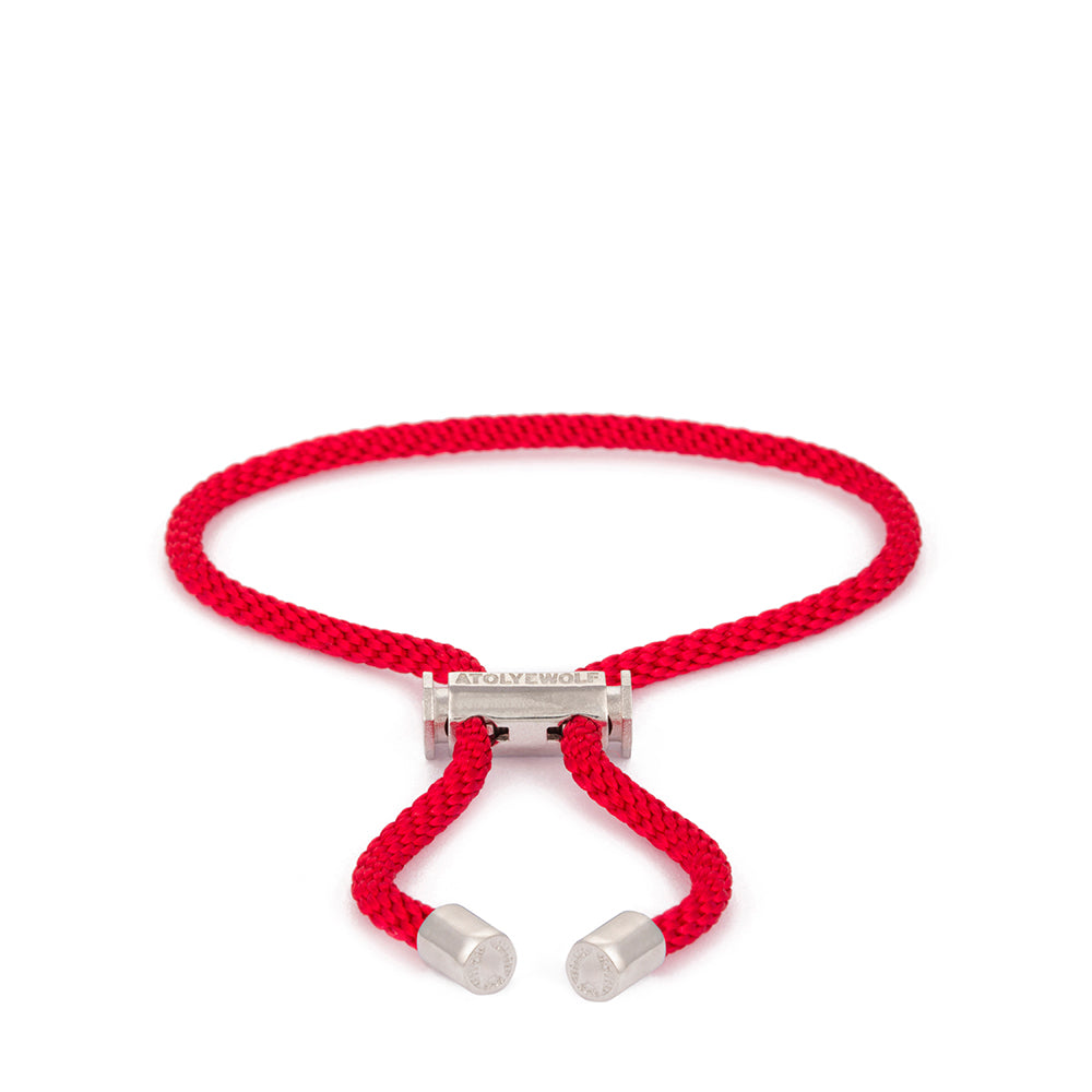 Red Lace Bracelet In Silver