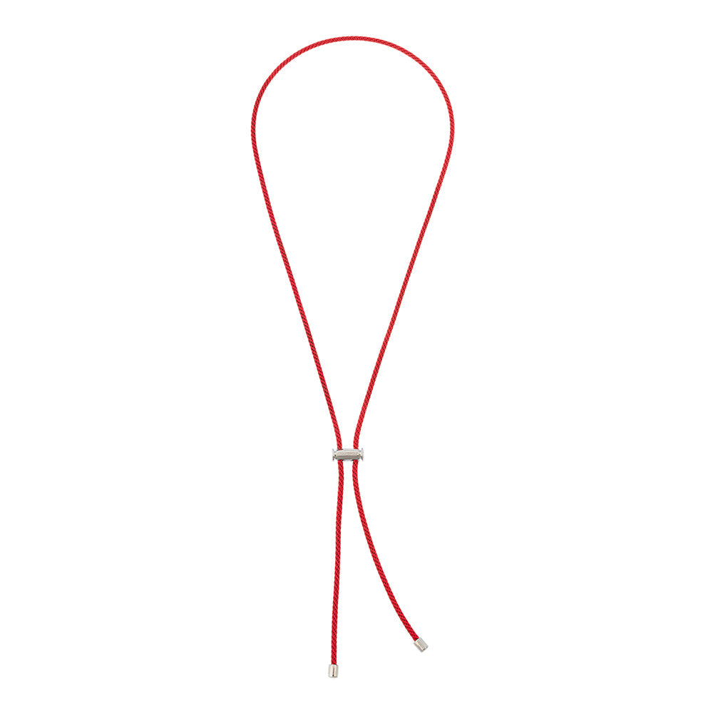 Red Lace Necklace In Silver