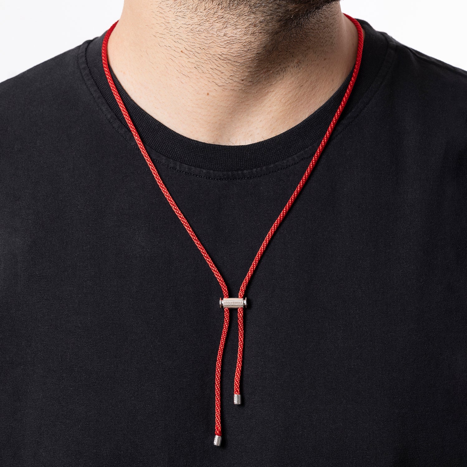 Red Lace Necklace In Silver