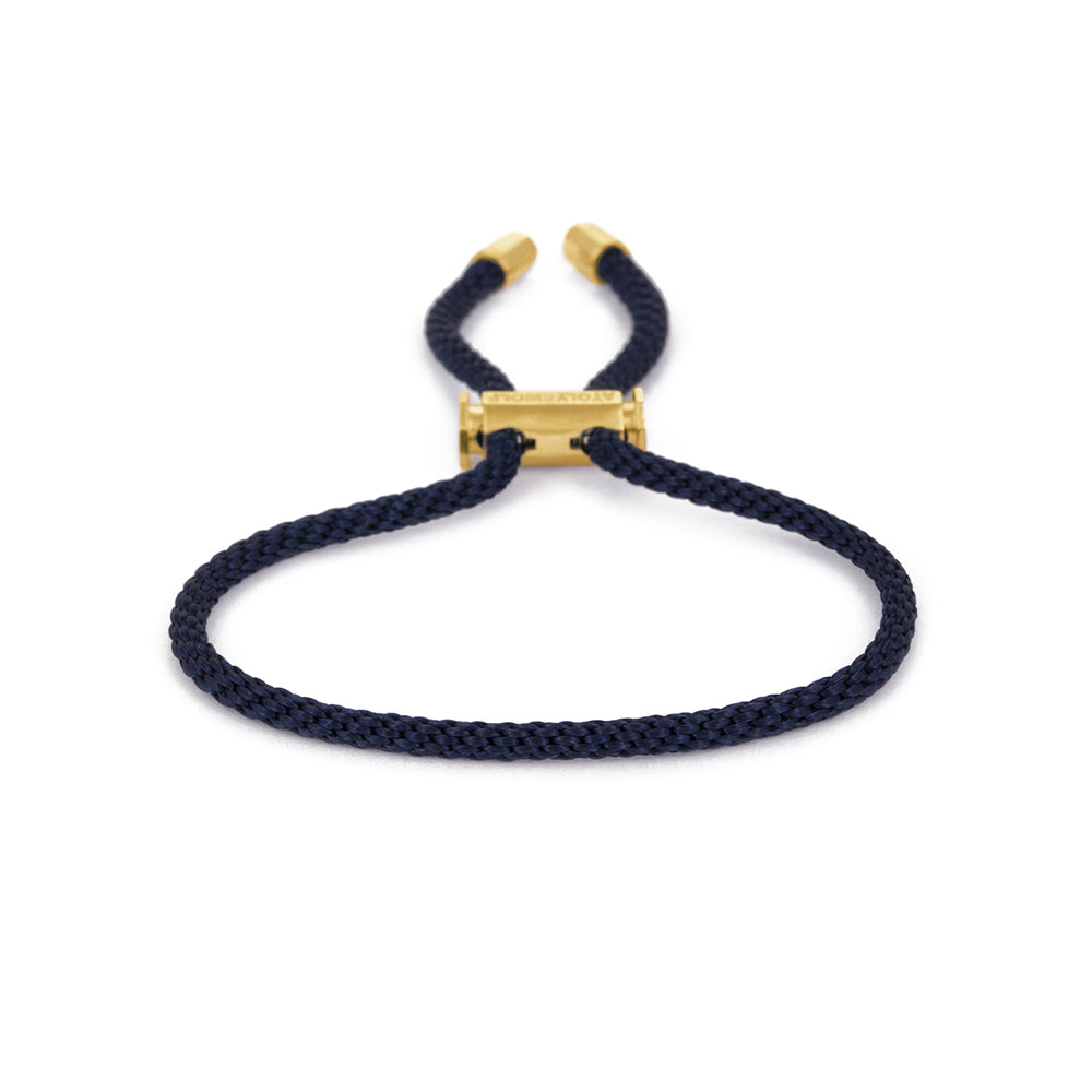 Navy Blue Lace Bracelet In Gold
