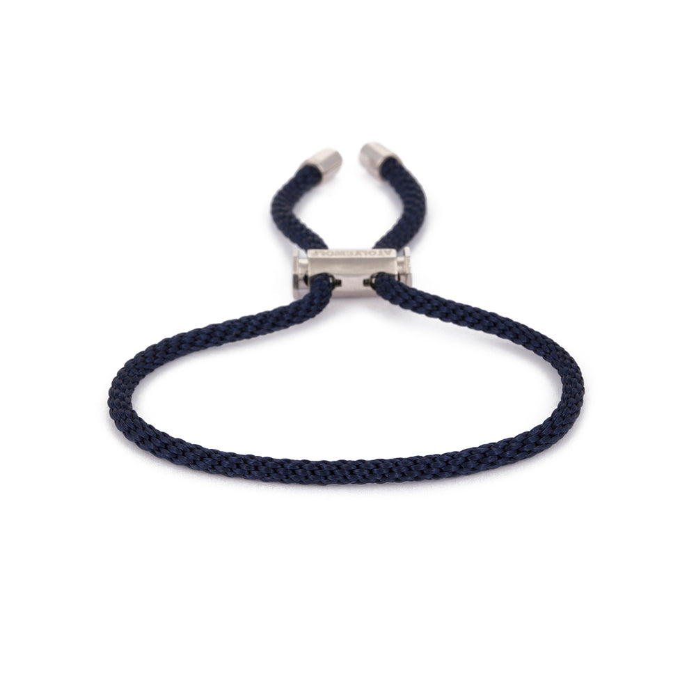Navy Blue Lace Bracelet In Silver