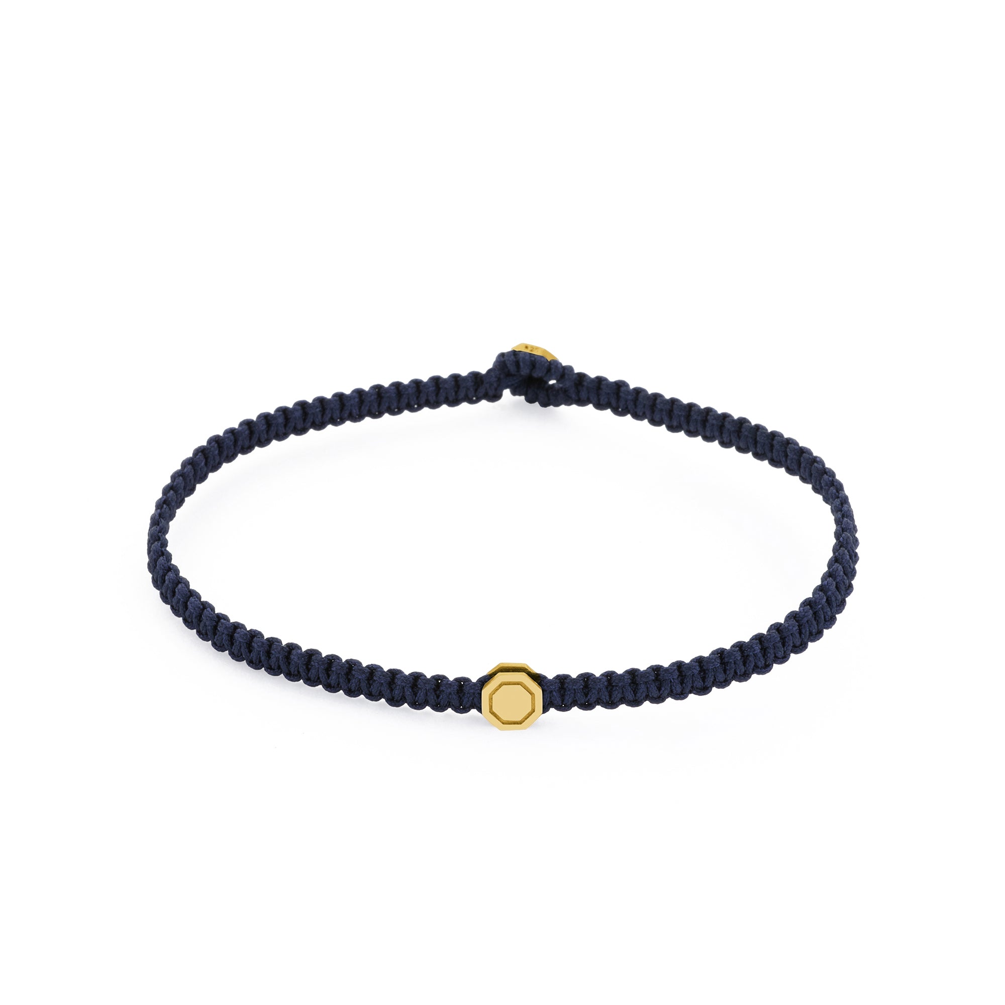 Navy Blue Octagon Macrame Bracelet In Gold