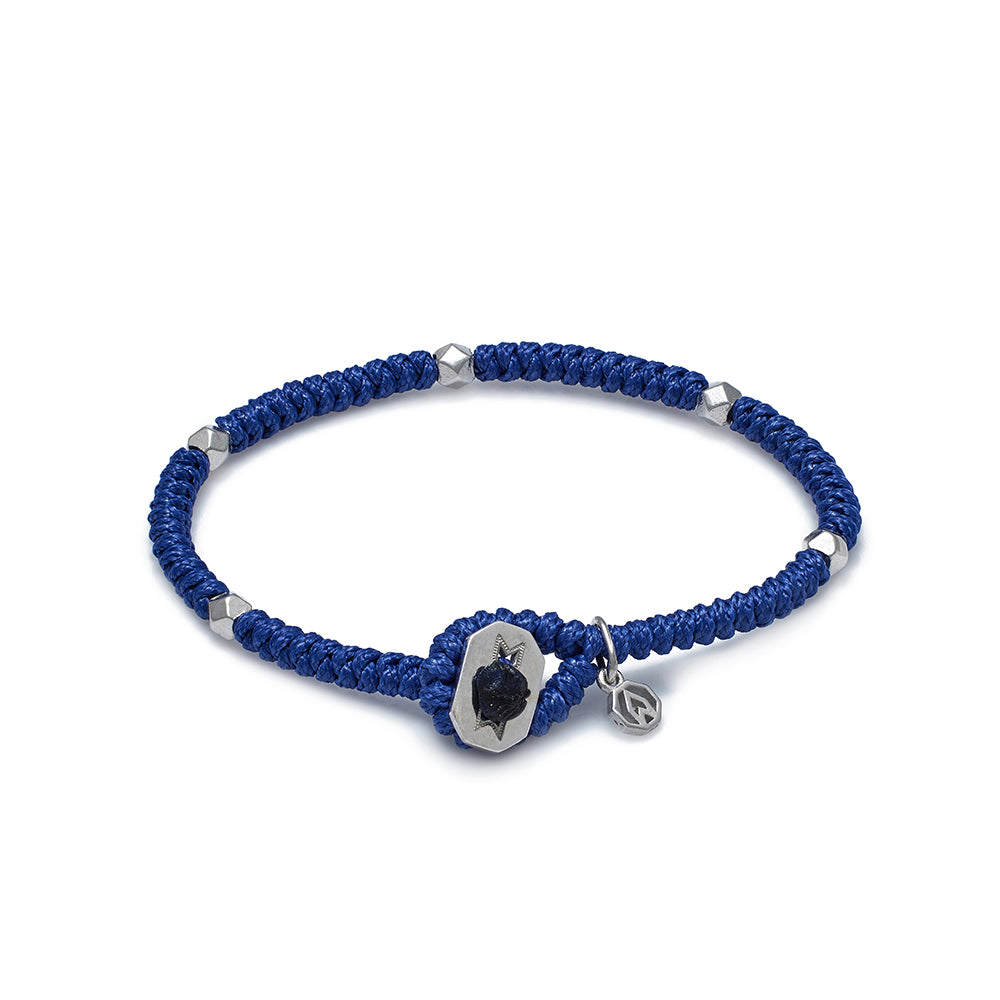 Navy Blue Snake Knot Bracelet In Silver