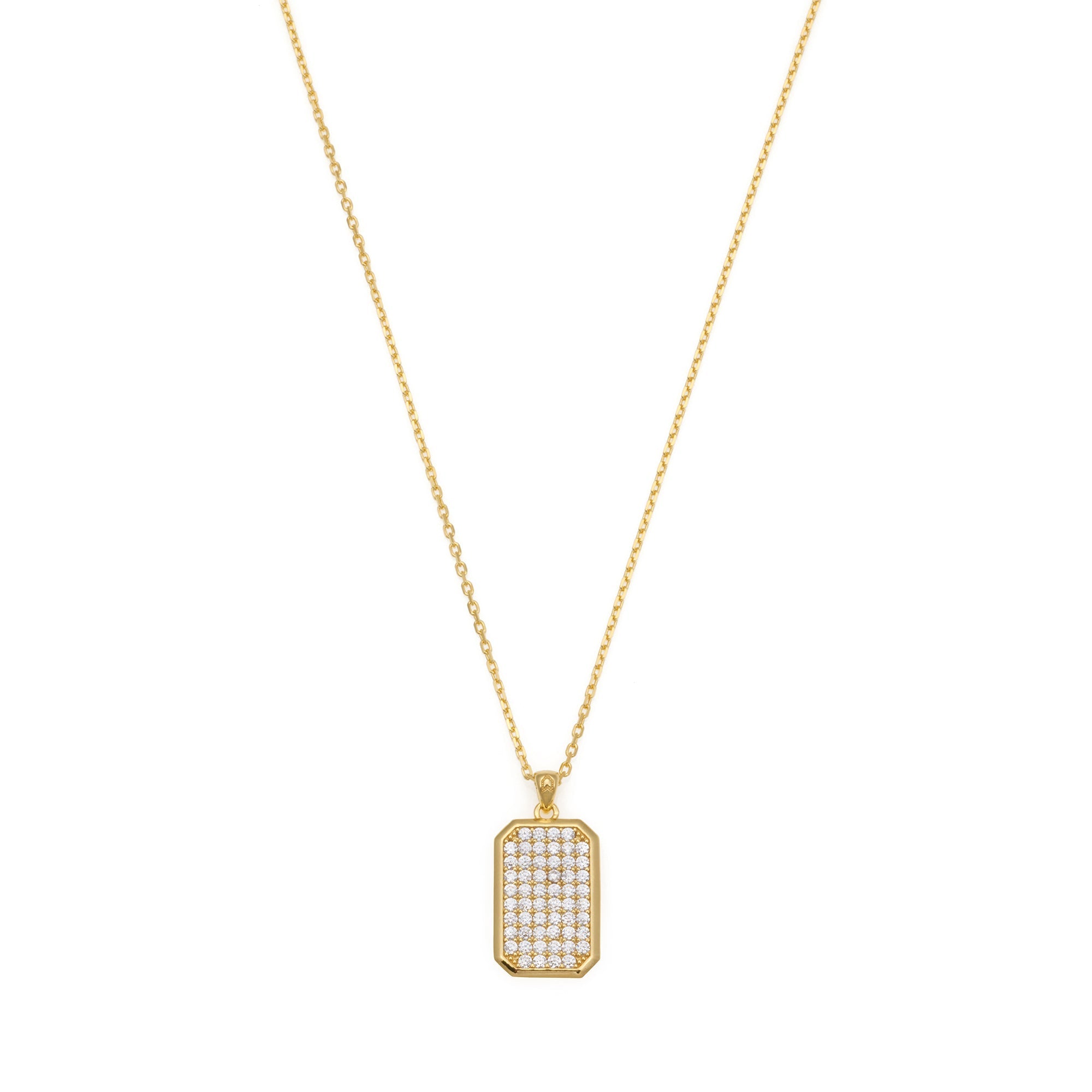 Octa White Pave Necklace In Gold