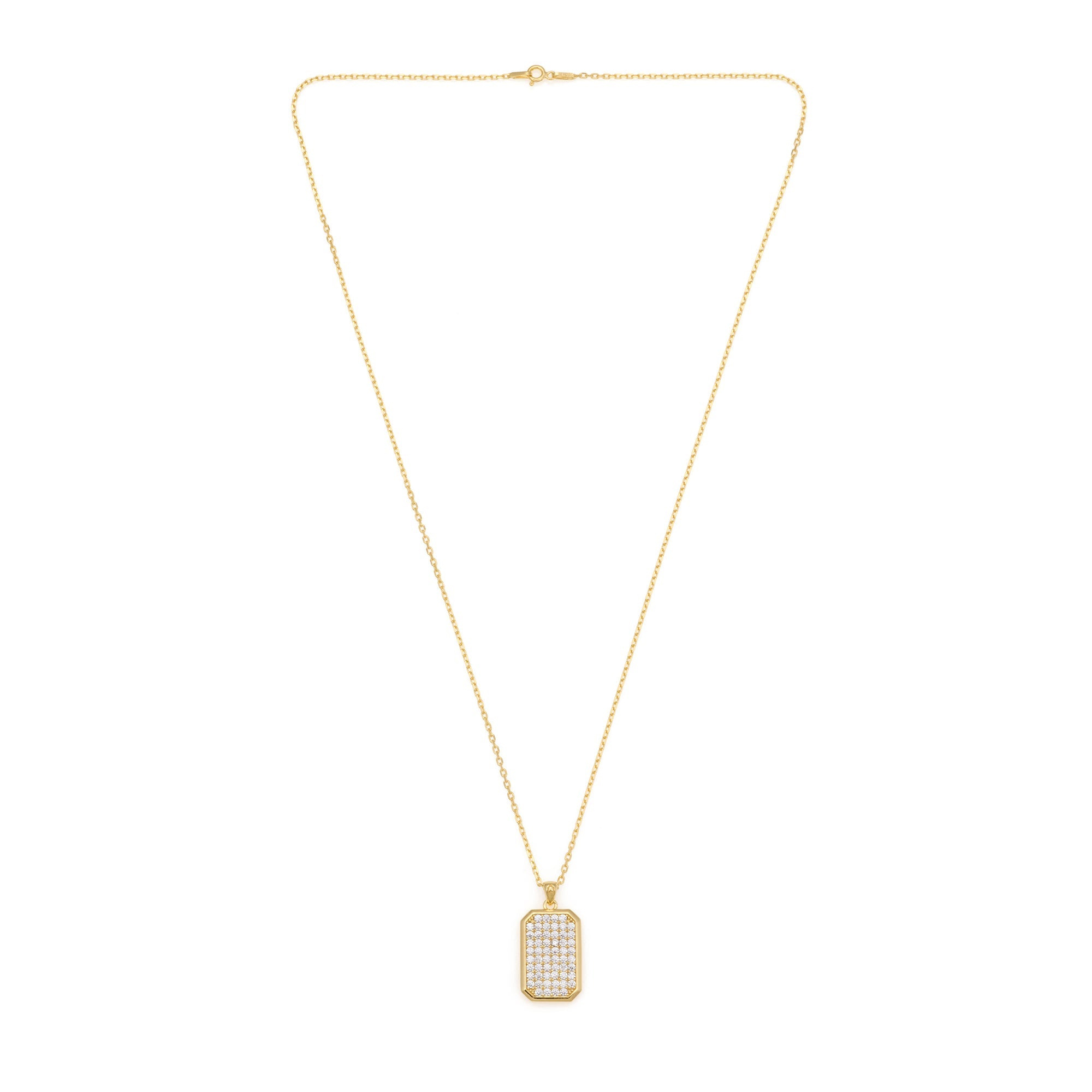 Octa White Pave Necklace In Gold