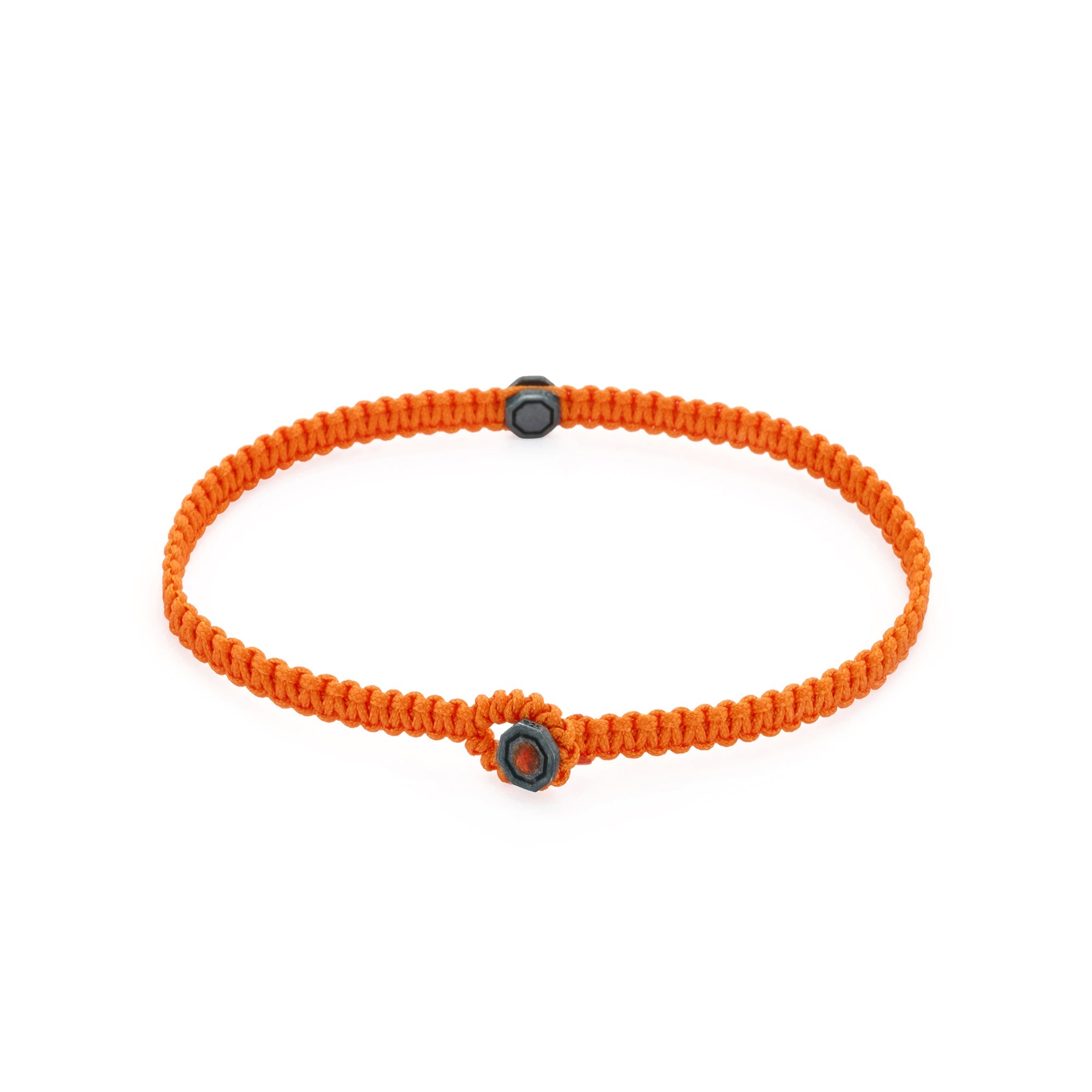 Orange Octagon Macrame Bracelet In Oxide