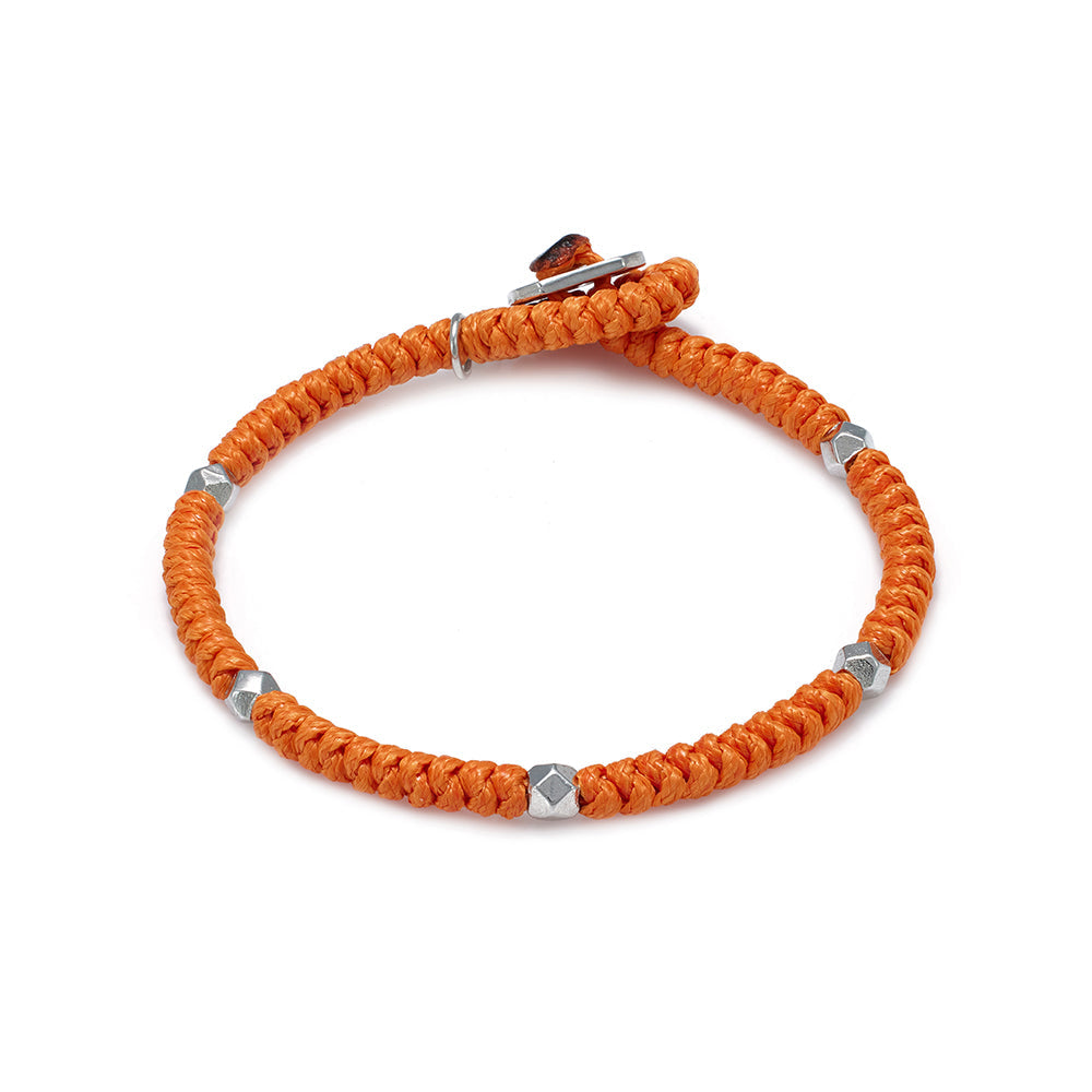 Orange Snake Knot Bracelet In Silver