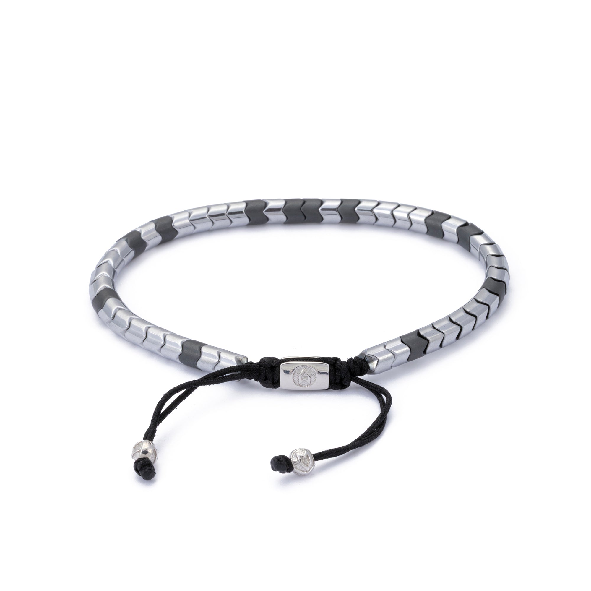 Oxide And Silver Rolo Hematite Bracelet