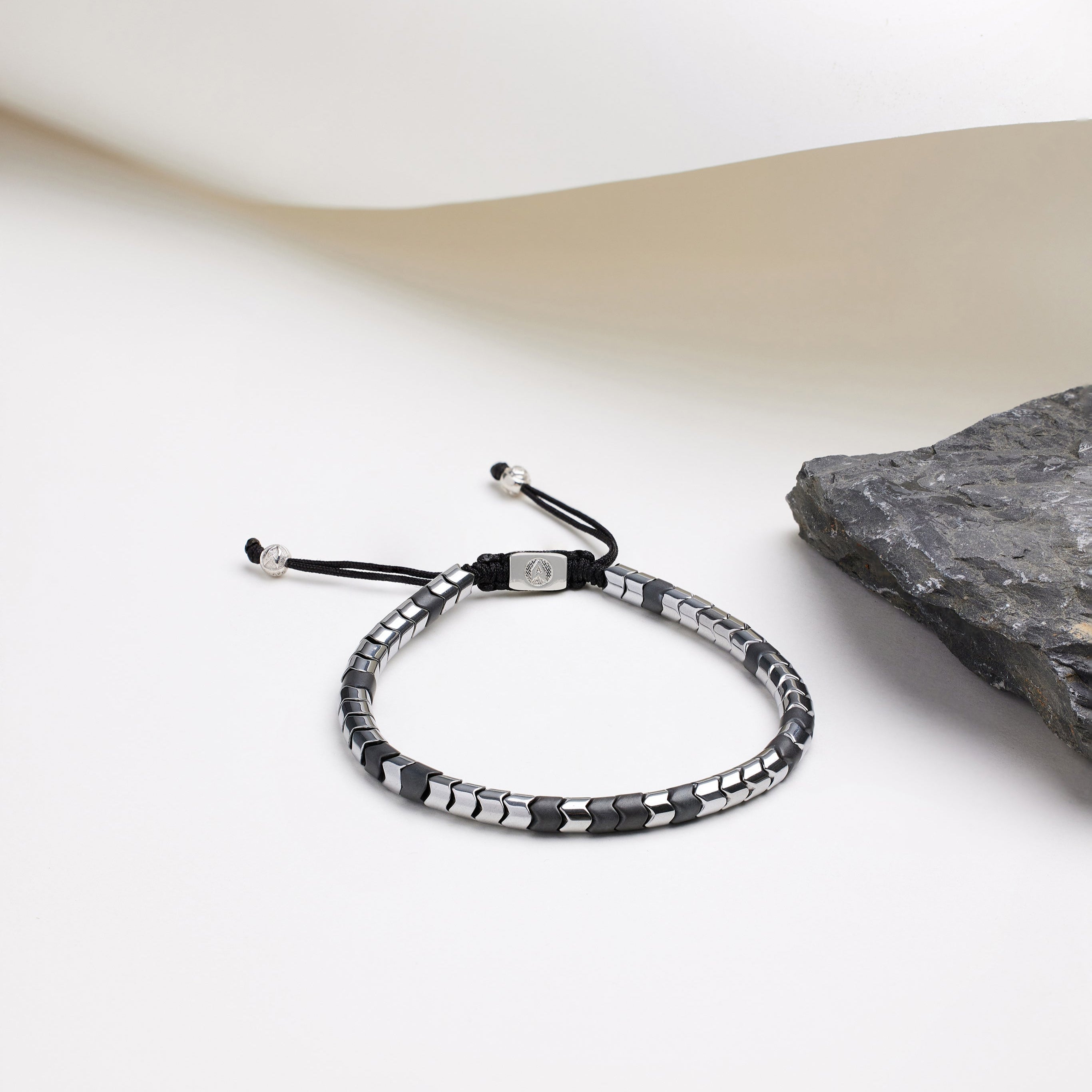 Oxide And Silver Rolo Hematite Bracelet