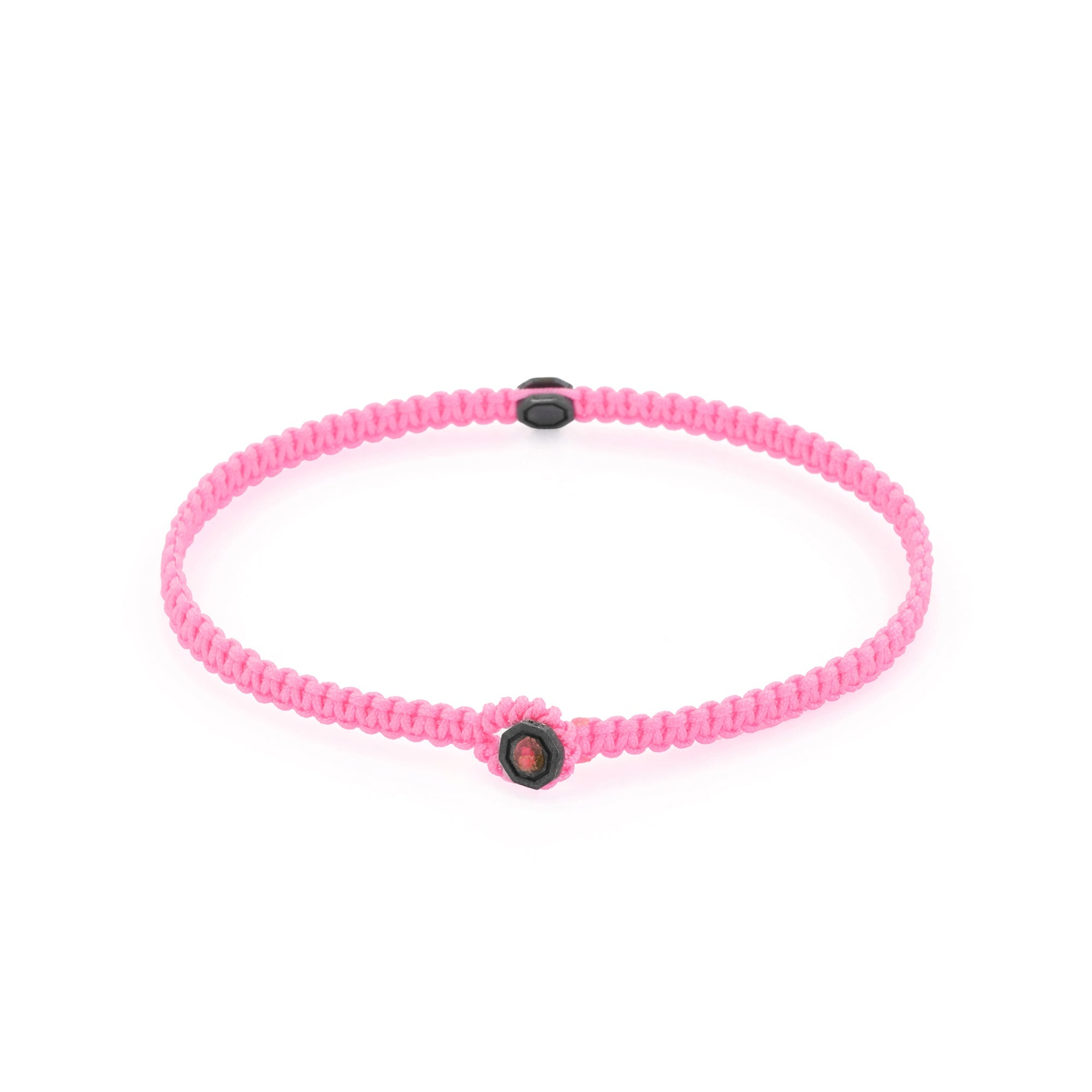 Pink Octagon Macrame Bracelet In Oxide