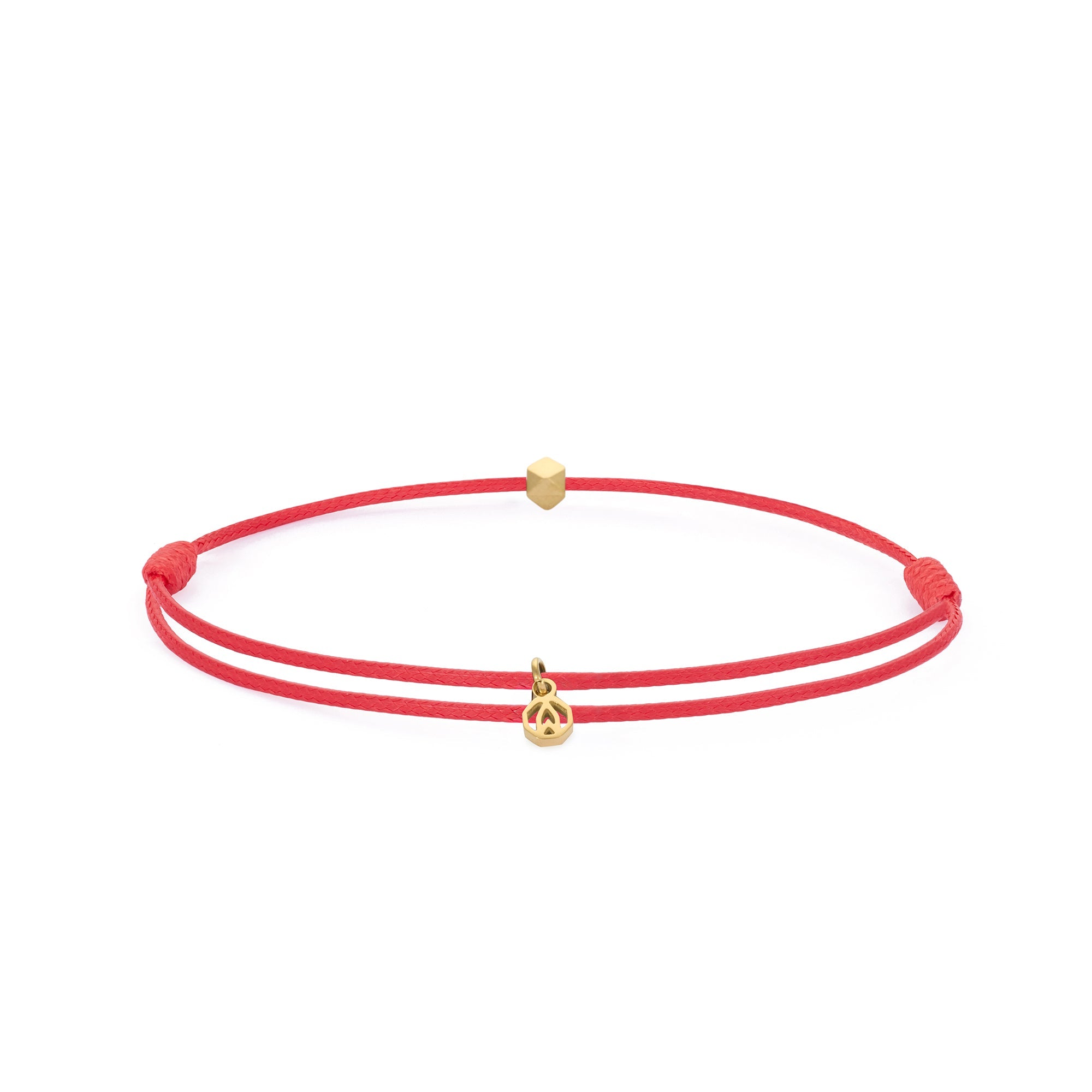 Red Cord Bracelet In Gold